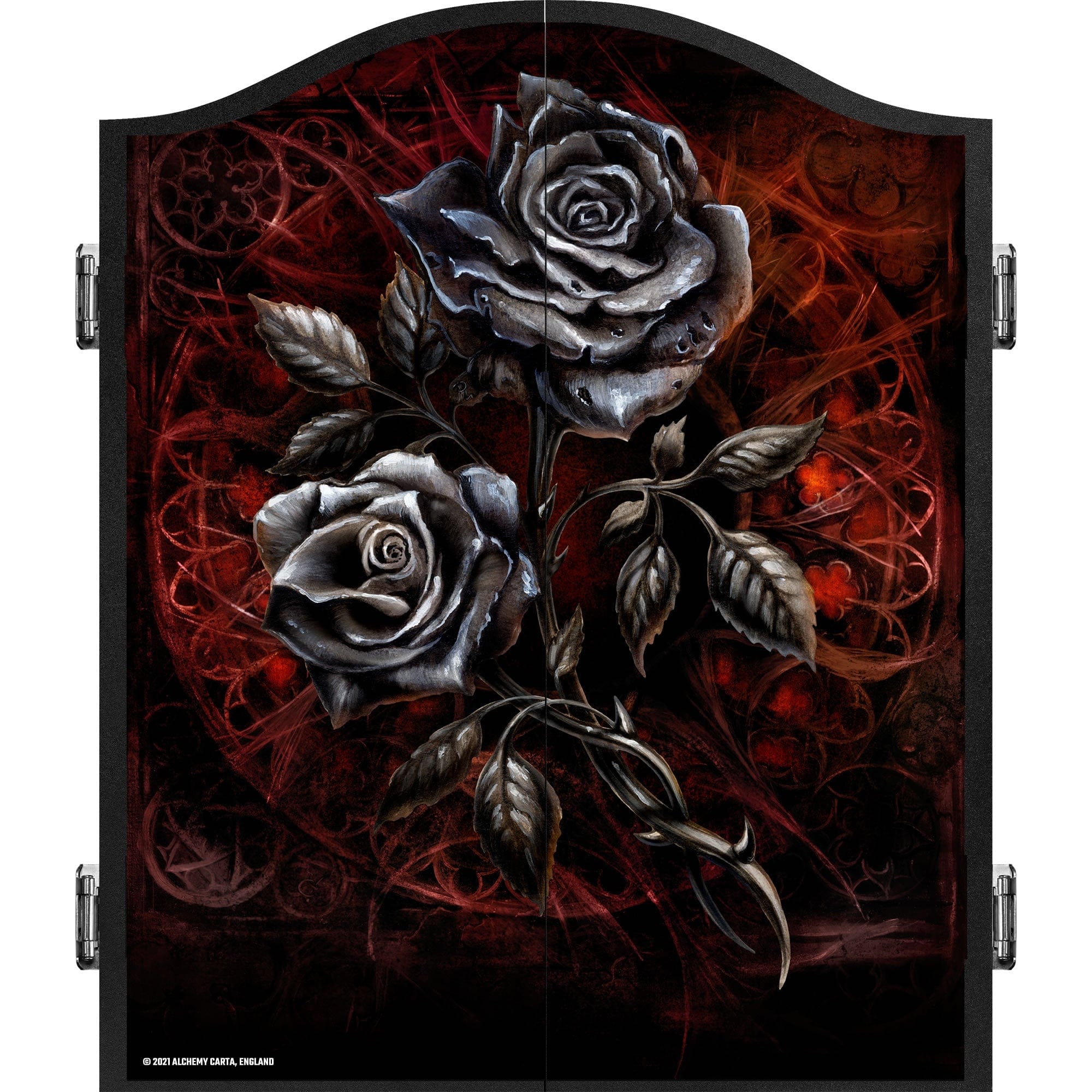 Alchemy Dartboard Cabinet - Official Licensed - Professional Design - Black - Dies Irae