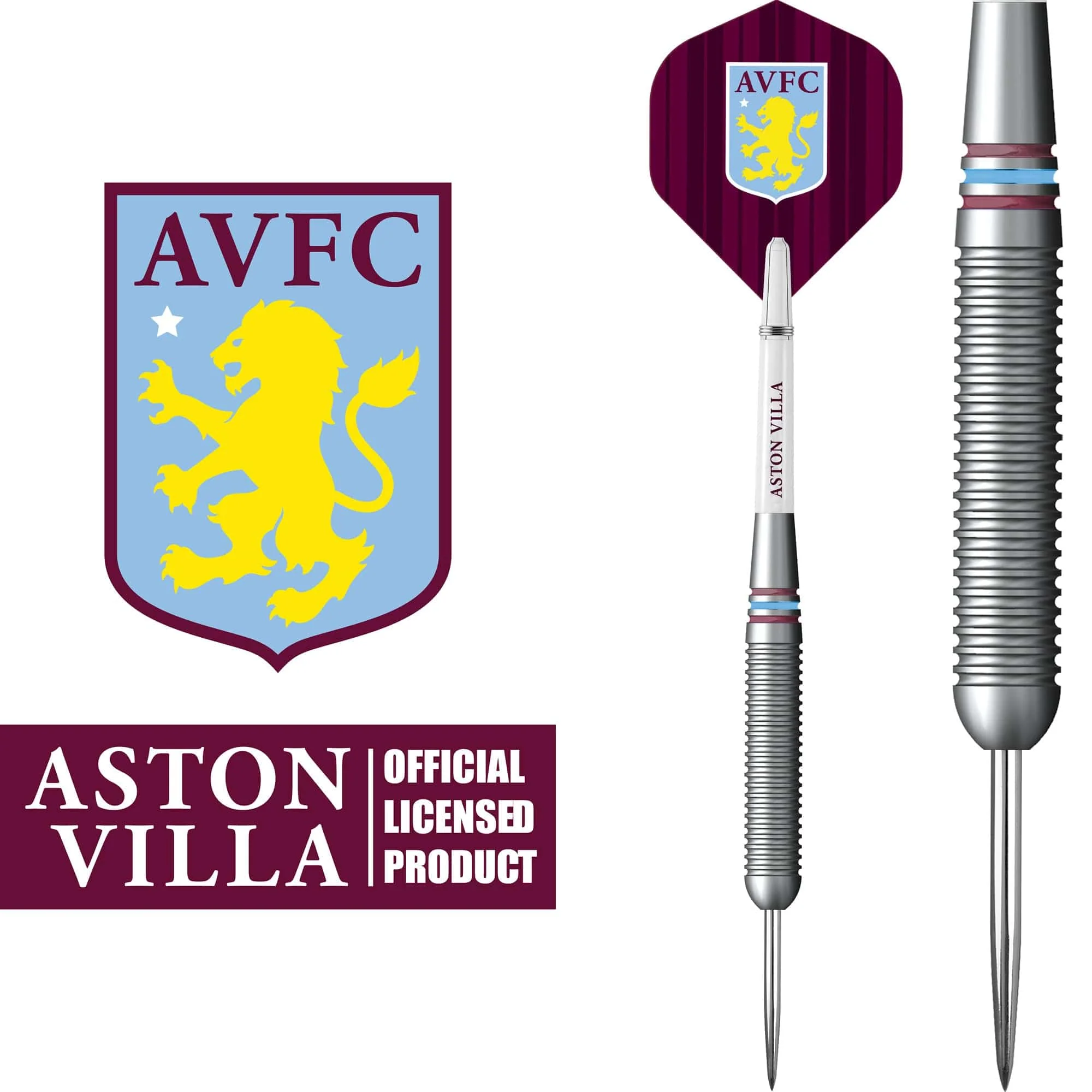 Aston Villa FC Darts - Steel Tip Brass - Official Licensed - AVFC - 22g - Image 2