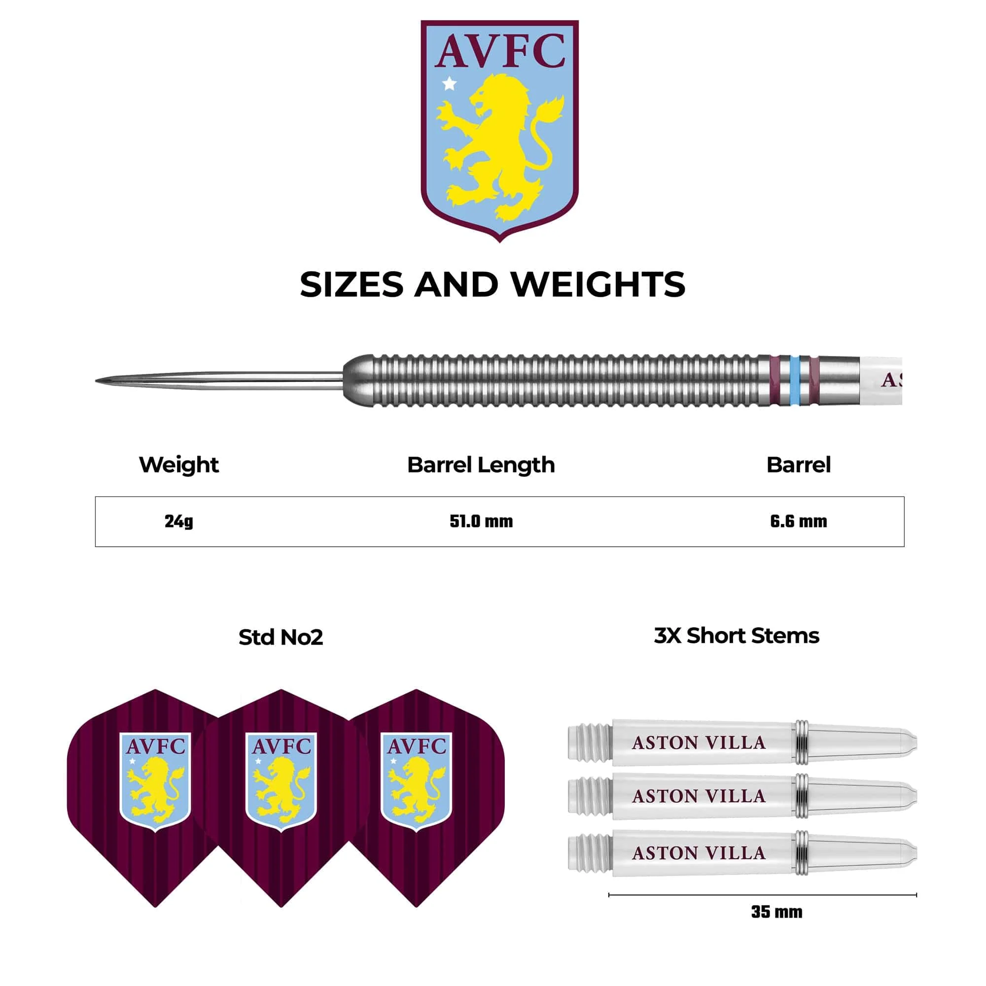 Aston Villa FC Darts - Steel Tip Tungsten - Official Licensed - AVFC - 24g - Image 4