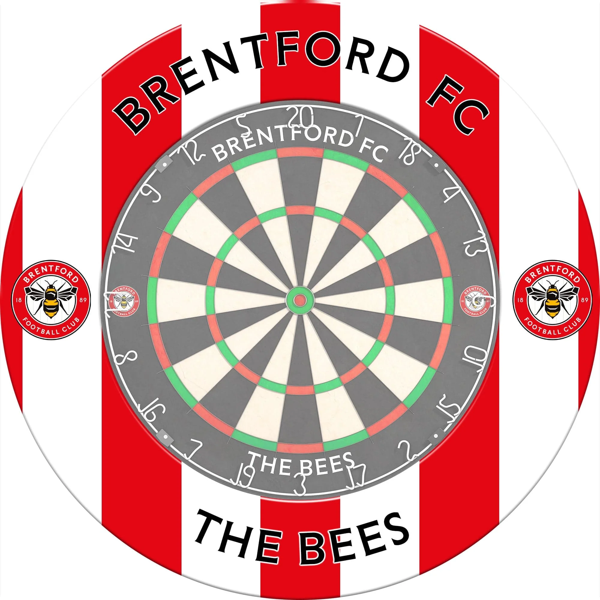Brentford FC - Official Licensed - The Bees - Dartboard Surround - S2 - Stripes - Image 5