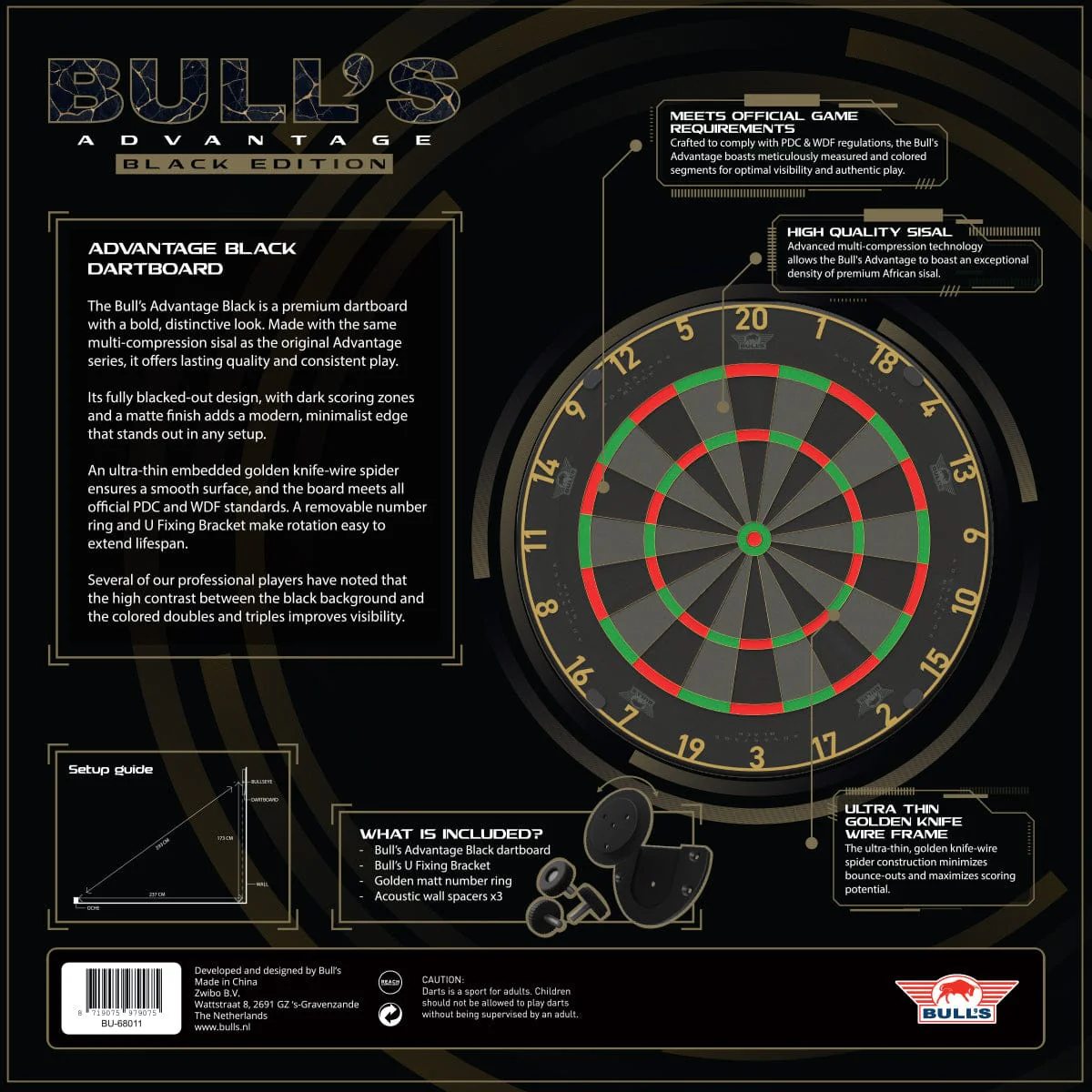 Bulls Advantage Dartboard - Professional - Black - Image 2