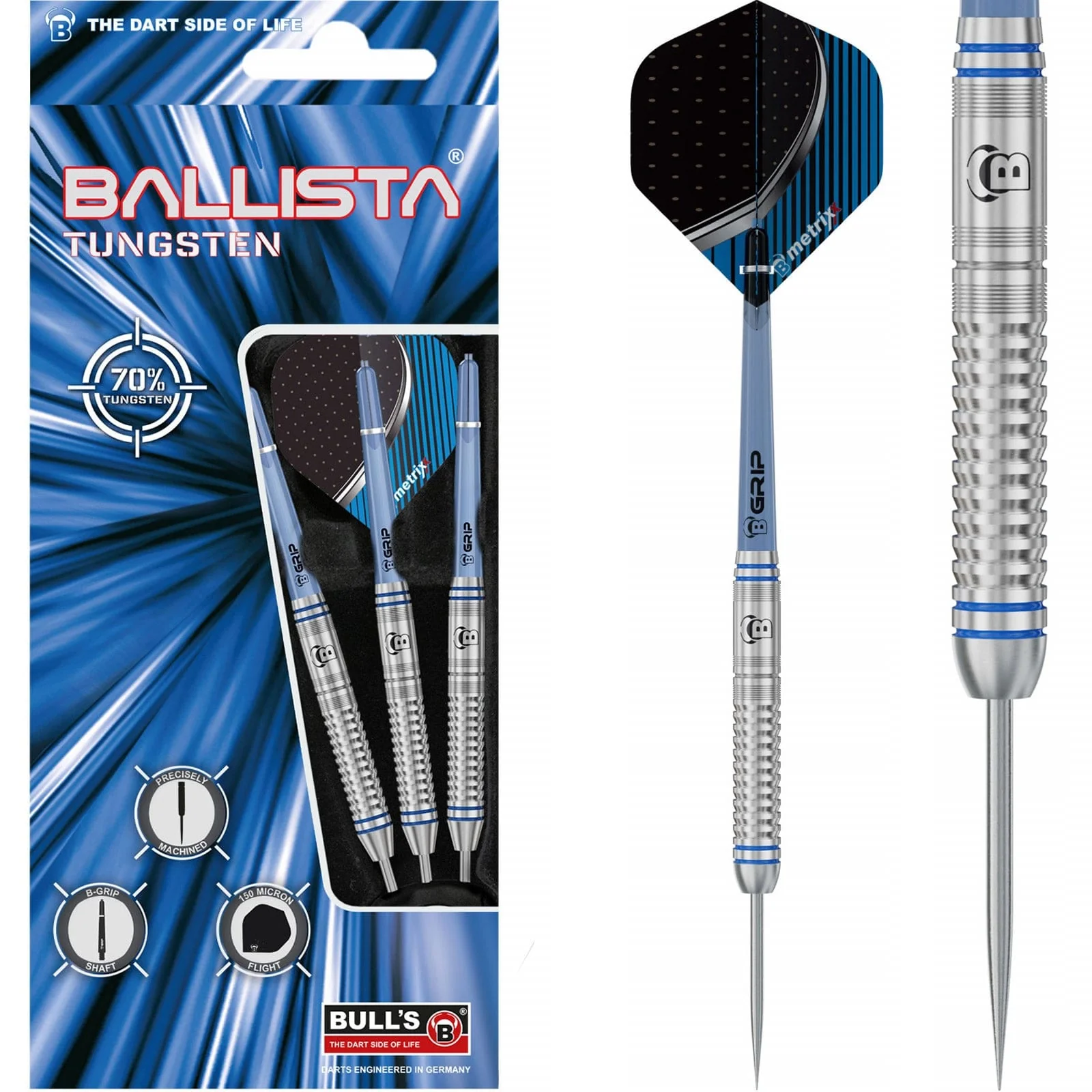 BULL'S Ballista B1 Darts - Steel Tip - 70% Tungsten - Blue