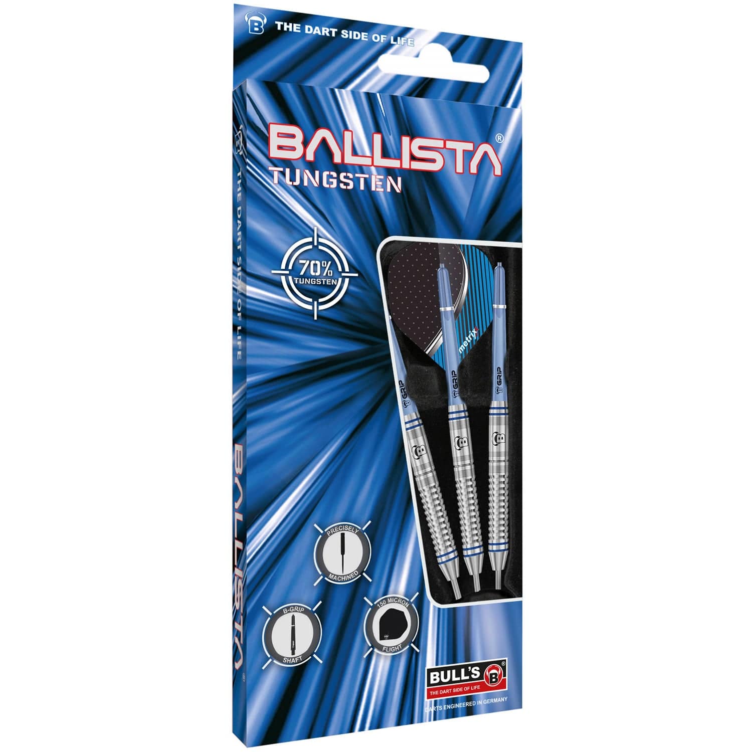 BULL'S Ballista B1 Darts - Steel Tip - 70% Tungsten - Blue - Image 3
