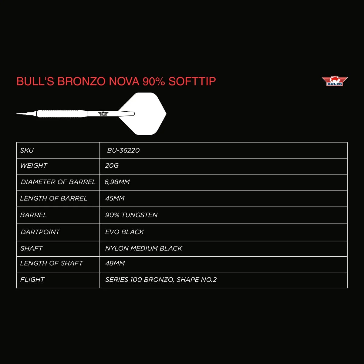 Bulls Bronzo Darts - Soft Tip - 90% Tungsten - Nova - Image 4