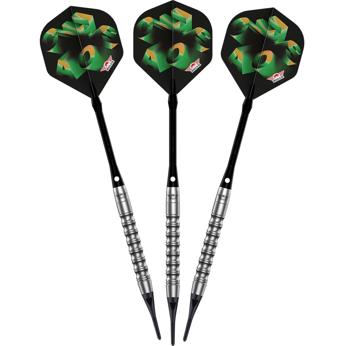 Bulls Chaos Darts - Soft Tip - 90% Tungsten - Green - Image 2