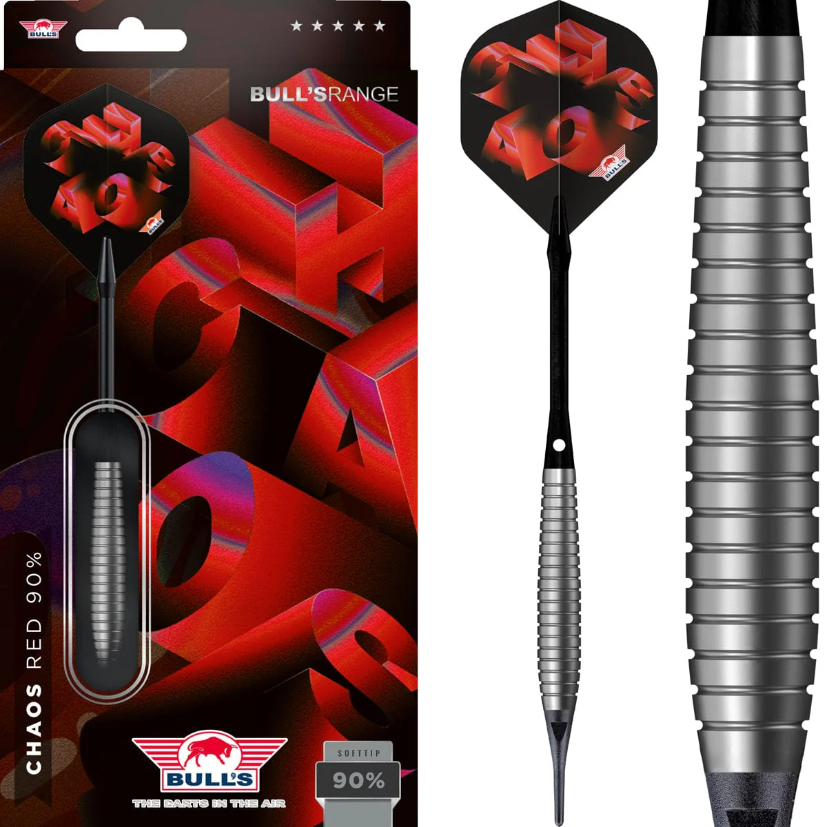 Bulls Chaos Darts - Soft Tip - 90% Tungsten - Red