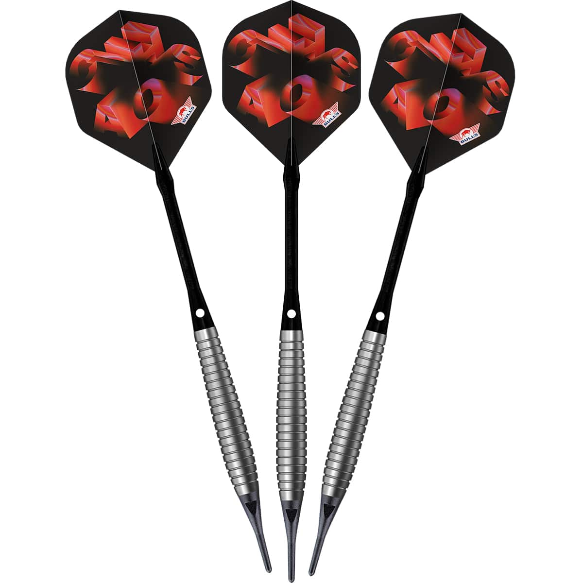 Bulls Chaos Darts - Soft Tip - 90% Tungsten - Red - Image 2