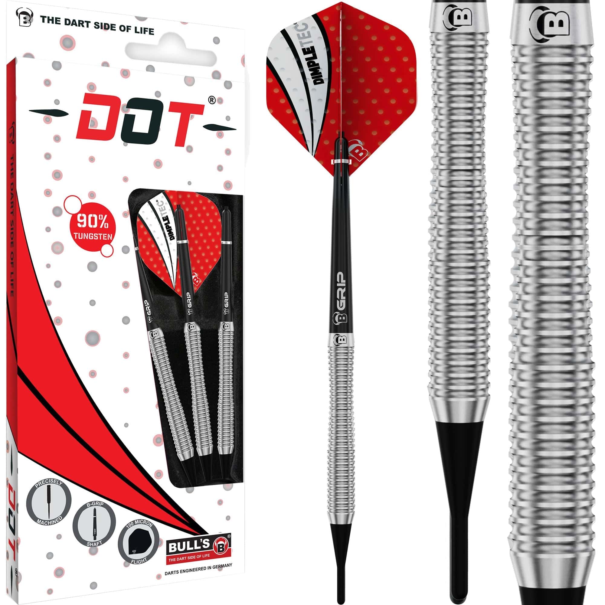 BULL'S Dot D2 Darts - Soft Tip - 90% Tungsten - Full Ring - Image 2