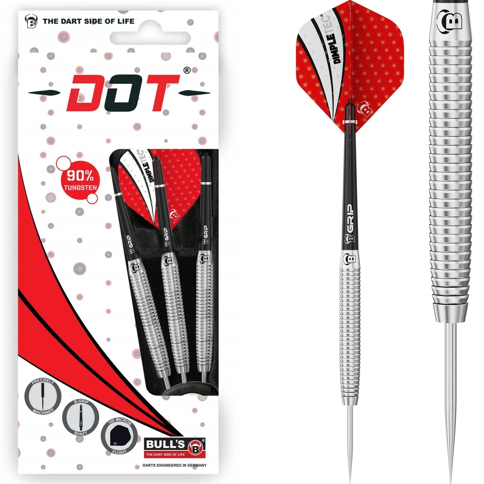 BULL'S Dot D7 Darts - Steel Tip - 90% Tungsten - Straight Shark