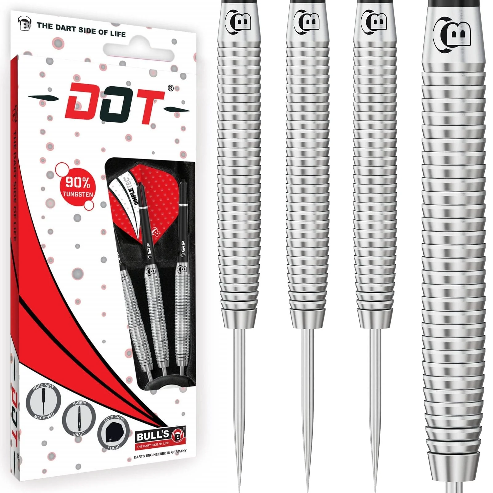 BULL'S Dot D7 Darts - Steel Tip - 90% Tungsten - Straight Shark - Image 2