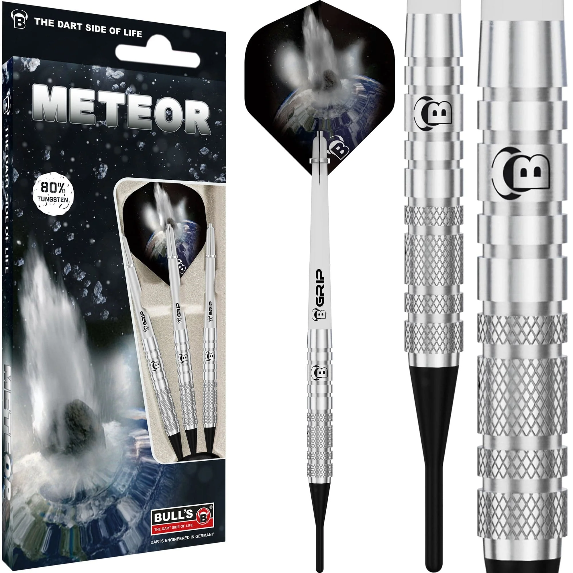 BULL'S Meteor Darts - Soft Tip - 80% Tungsten - MT1 - Front Knurl - Image 2
