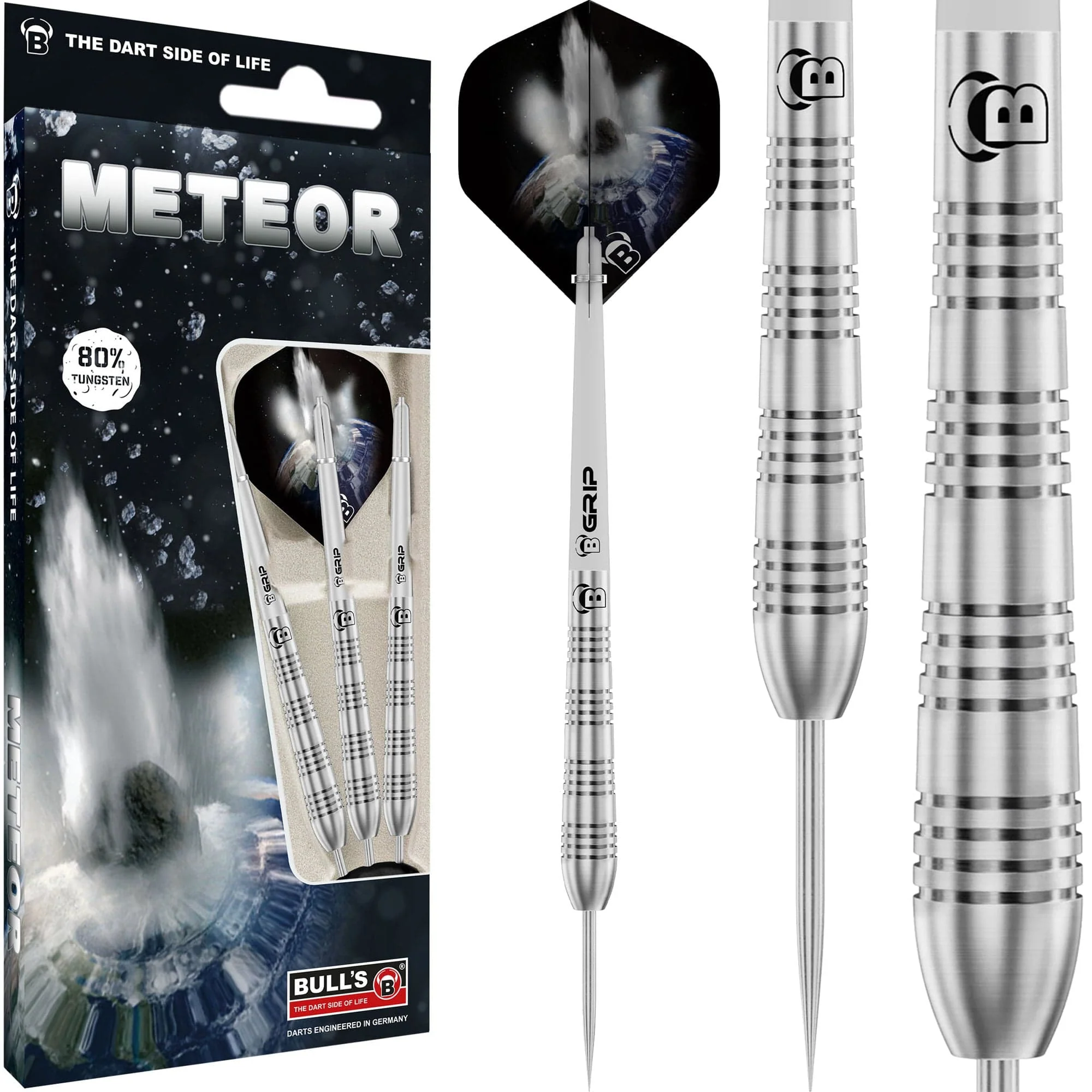 BULL'S Meteor Darts - Steel Tip - 80% Tungsten - MT11 - Torpedo Ring - Image 2