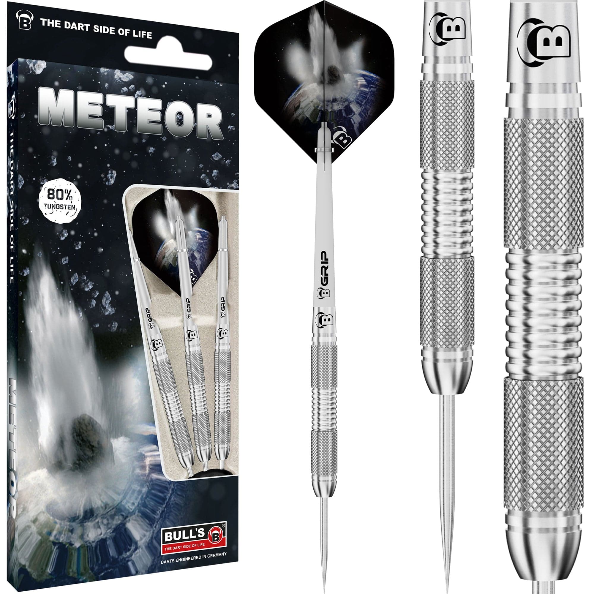 BULL'S Meteor Darts - Steel Tip - 80% Tungsten - MT9 - Twin Knurl - Image 2