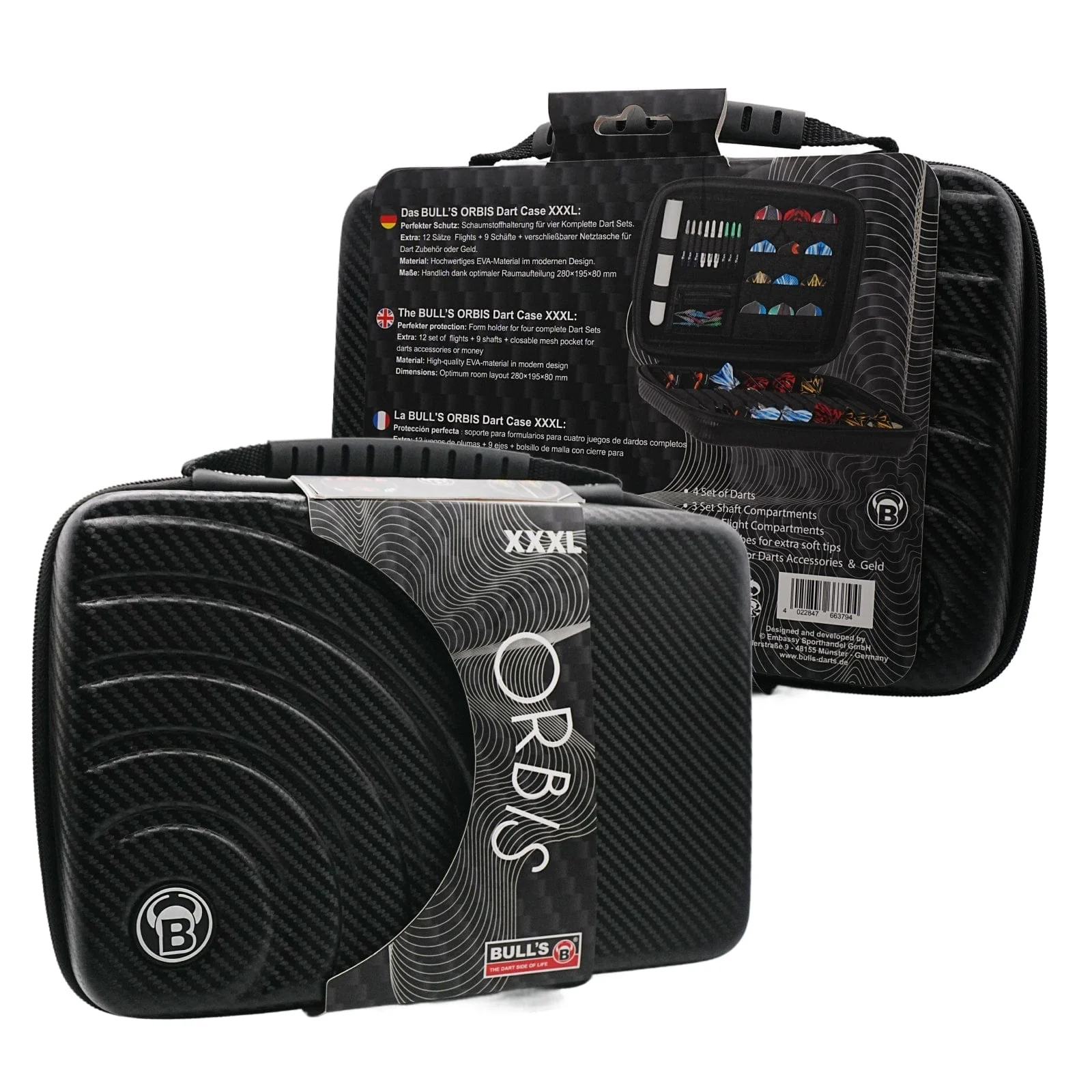 BULL'S Orbis 3 Dart Case - XL - Carbon Grey - Image 3