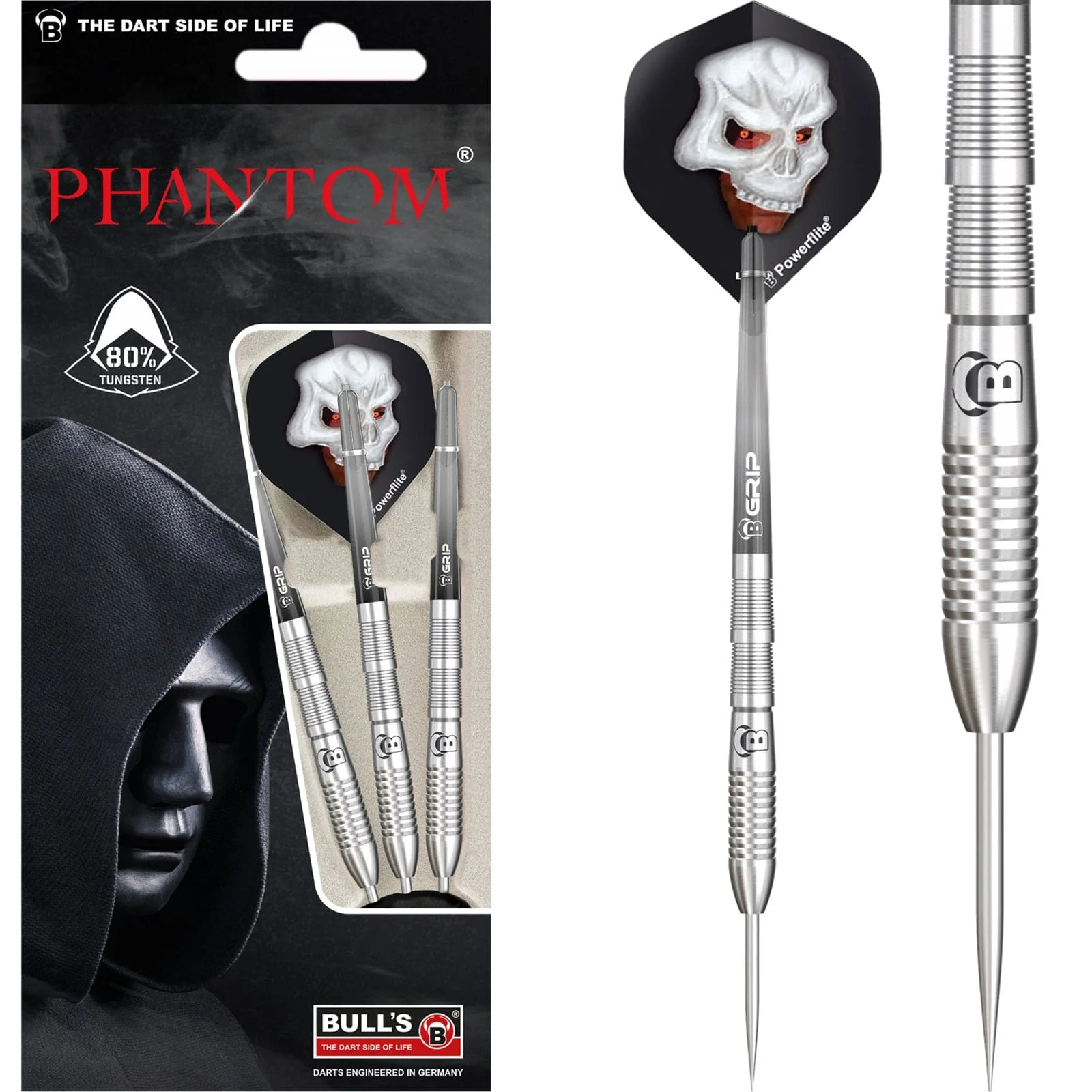 BULL'S Phantom PT4 Darts - Steel Tip - 80% Tungsten - Front Bomb