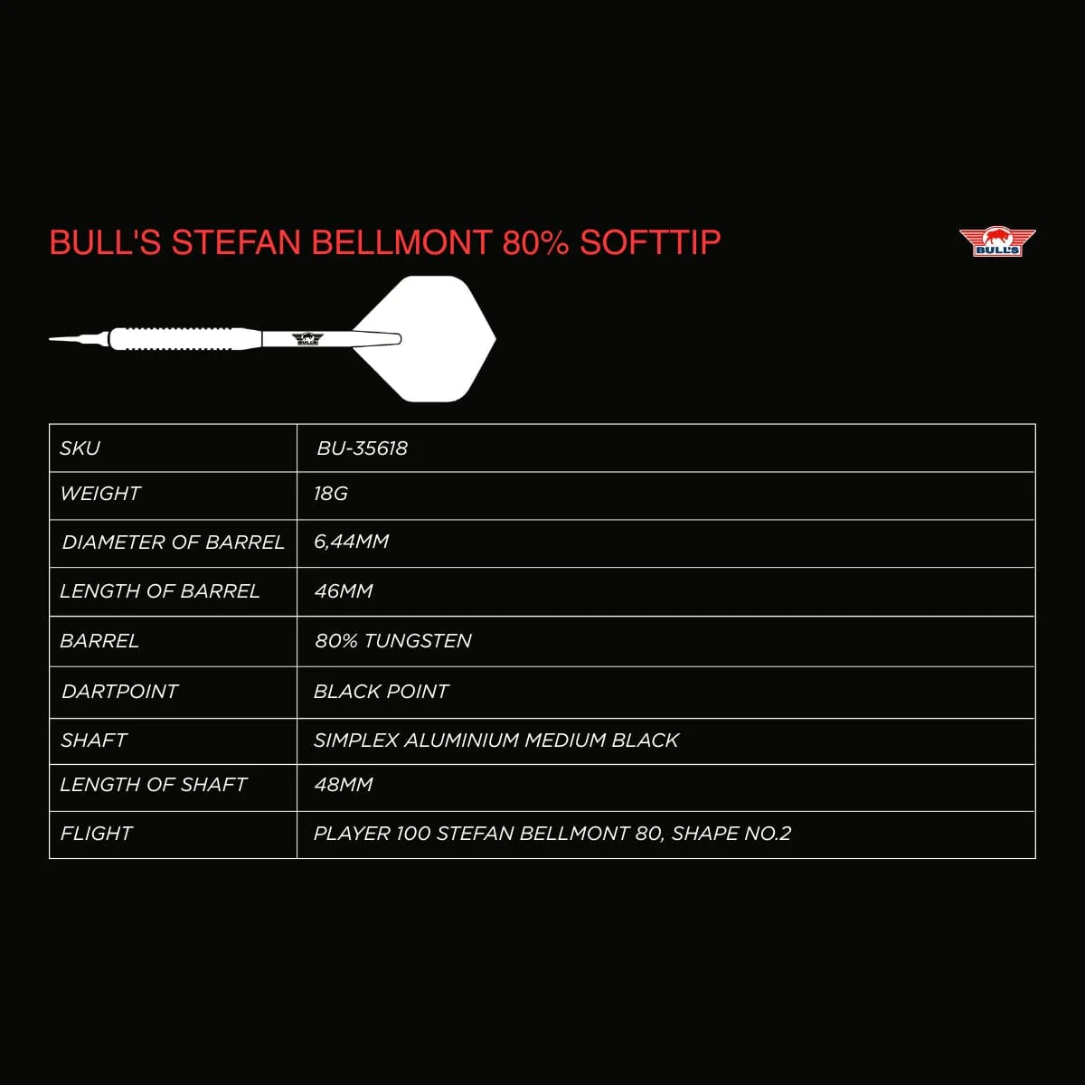 Bulls Stefan Bellmont Darts - Soft Tip - 80% Tungsten - 18g - Image 5