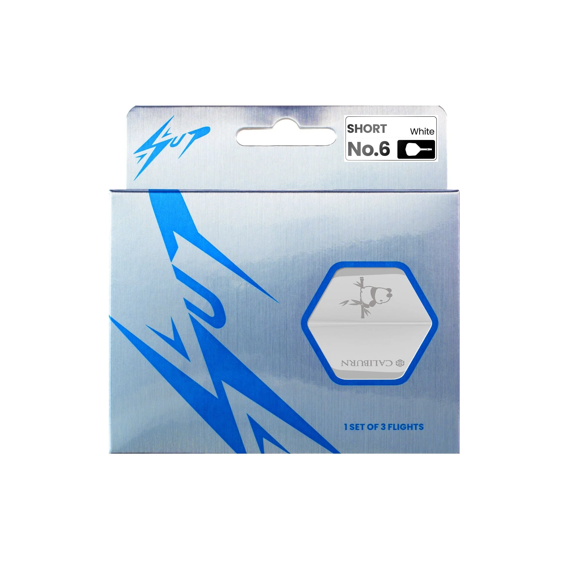 Caliburn SUP Dart Flights - Moulded Flight & Shaft - Standard No6 - Panda - White - Image 5