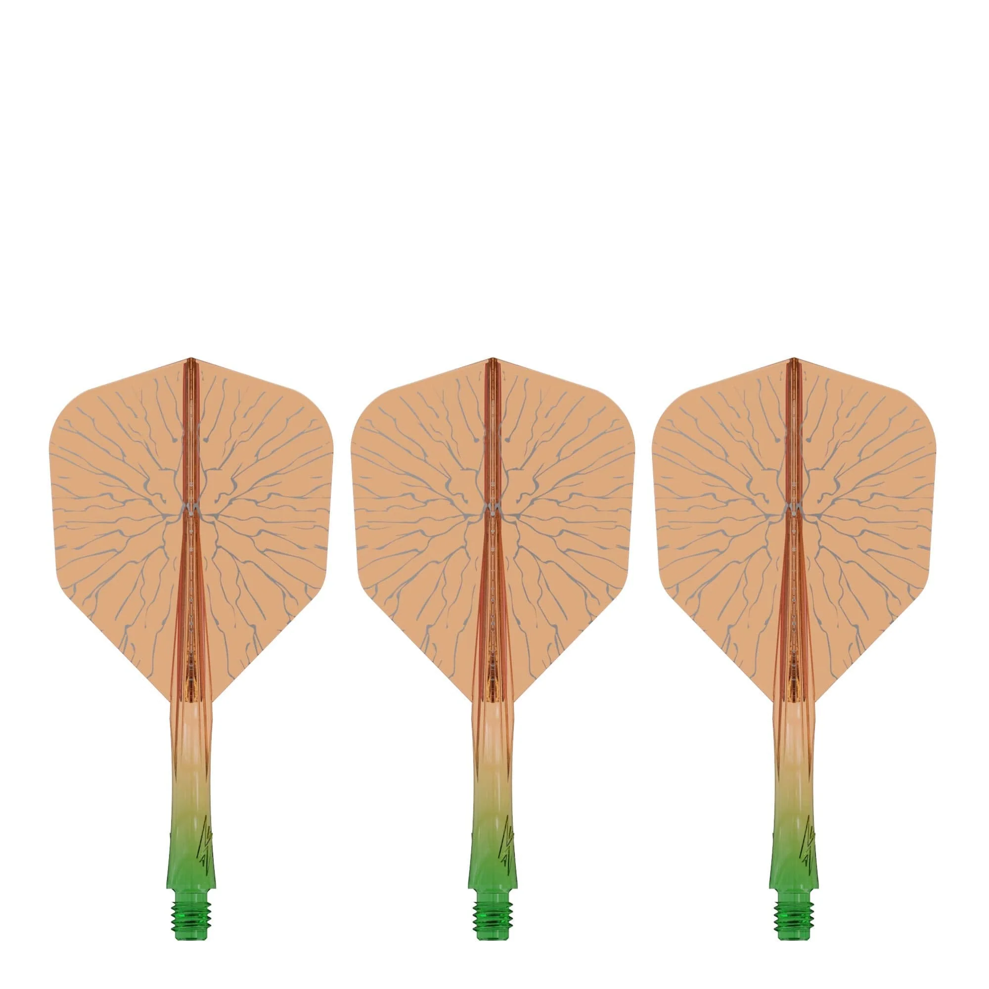 Caliburn SUP Flights - Moulded Shaft and Flight -  Standard No6 - Crack - Green & Orange - Image 2