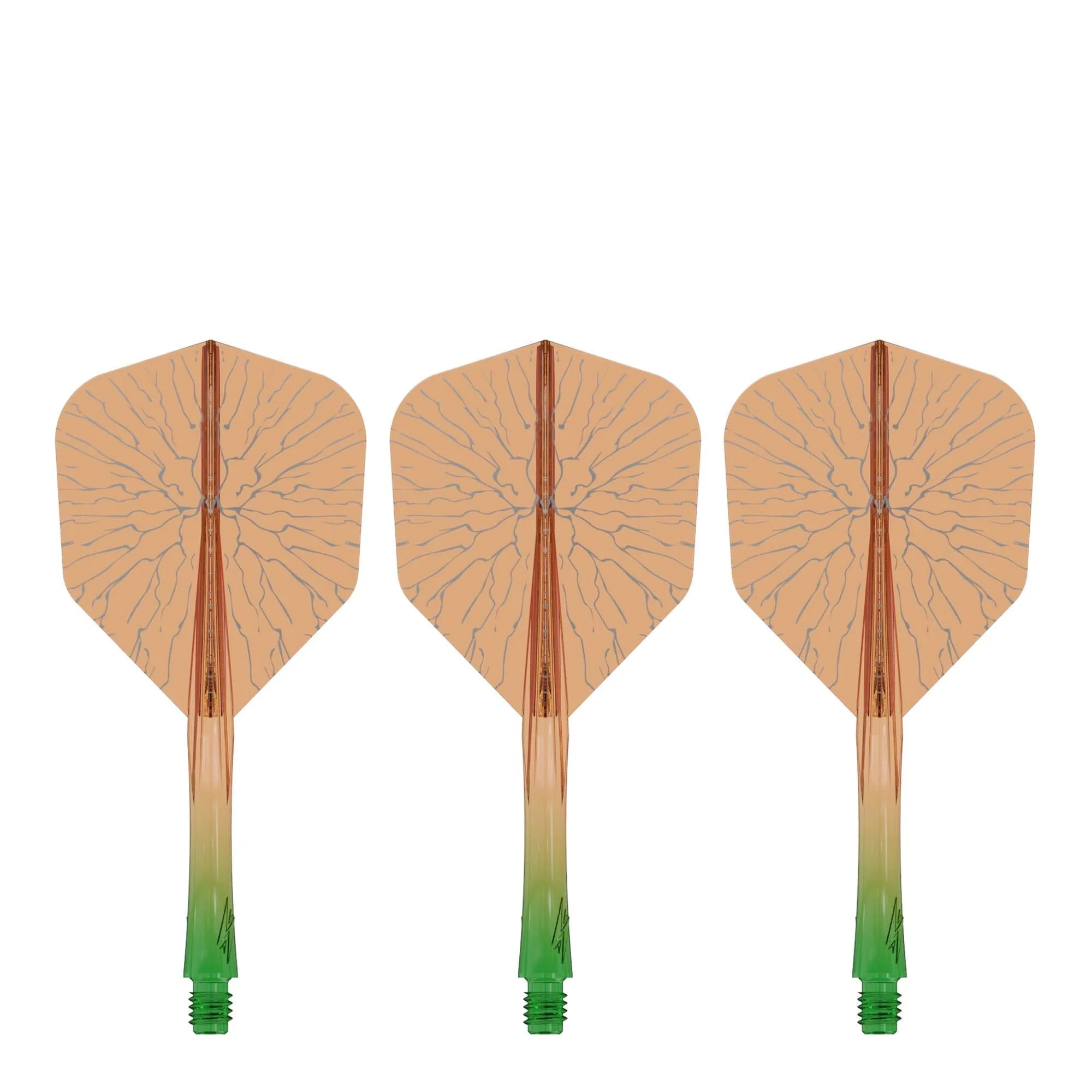 Caliburn SUP Flights - Moulded Shaft and Flight -  Standard No6 - Crack - Green & Orange - Image 3