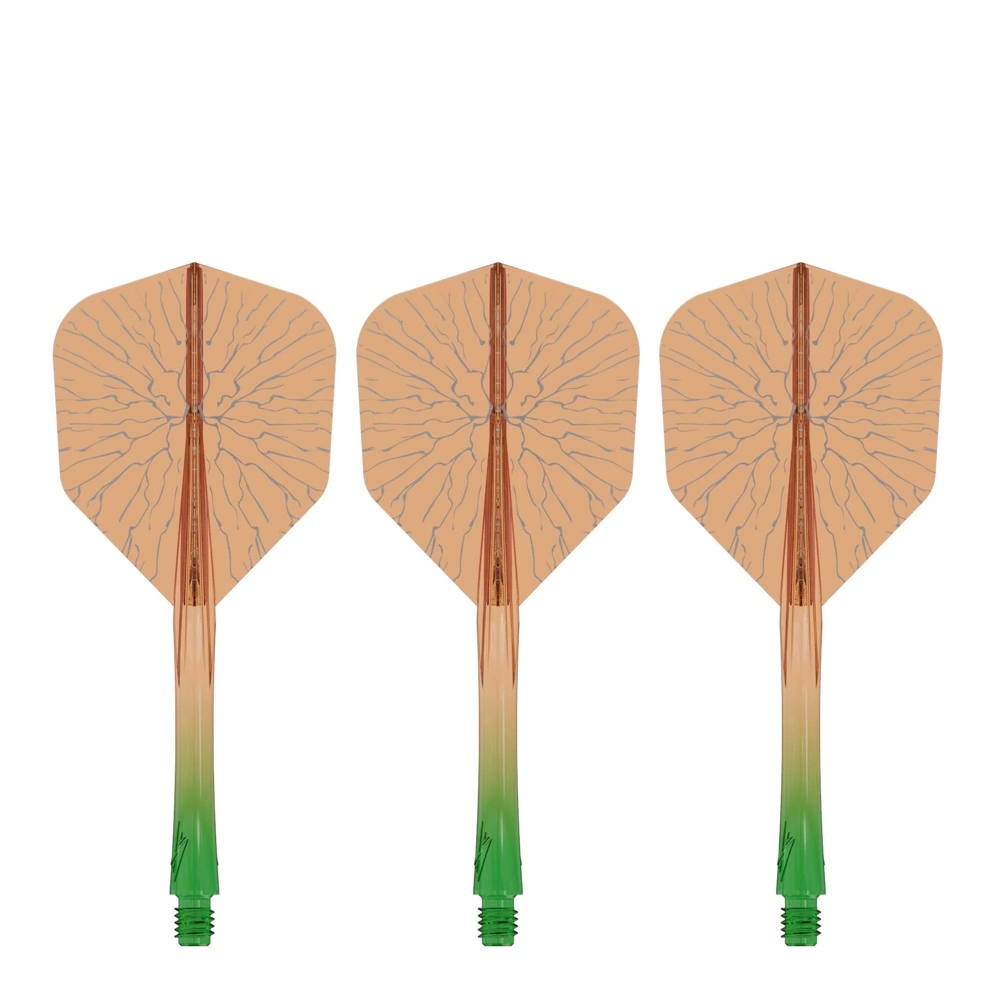 Caliburn SUP Flights - Moulded Shaft and Flight -  Standard No6 - Crack - Green & Orange - Image 4