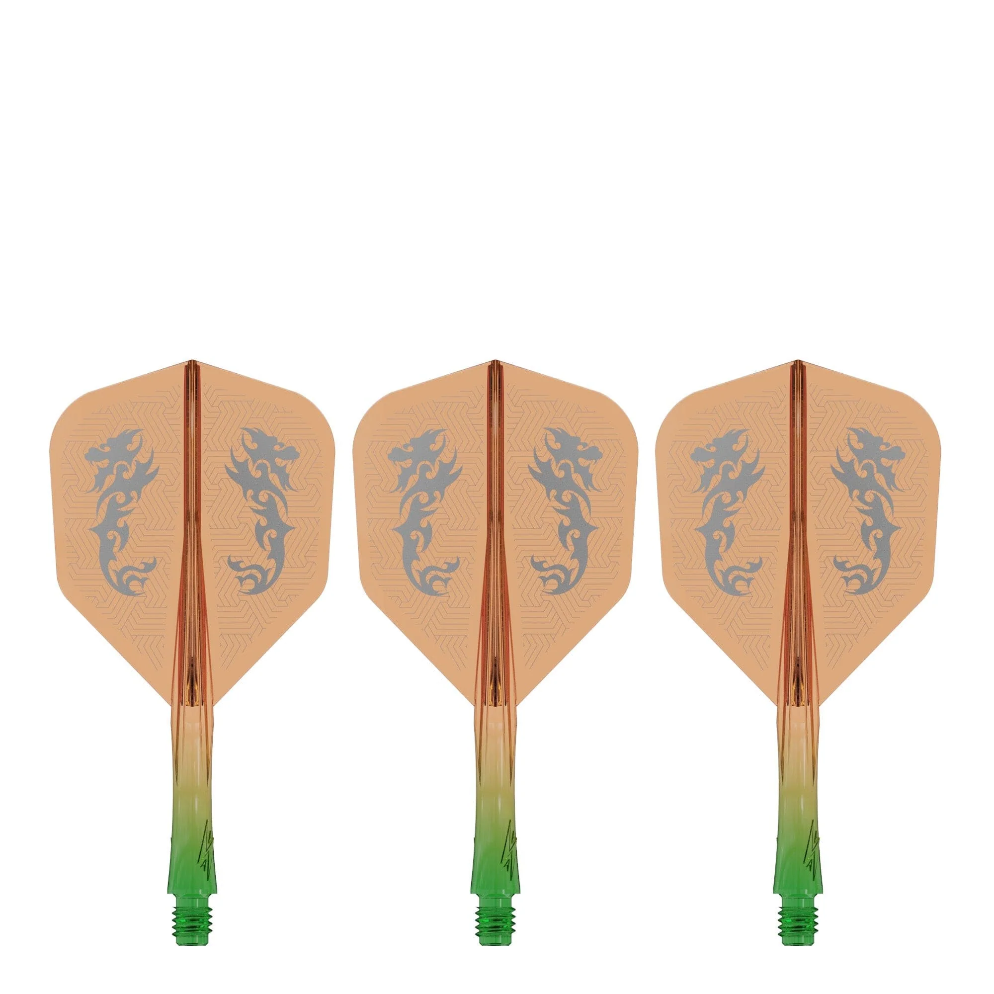 Caliburn SUP Flights - Moulded Shaft and Flight -  Standard No6 - Dragon - Green & Orange - Image 2