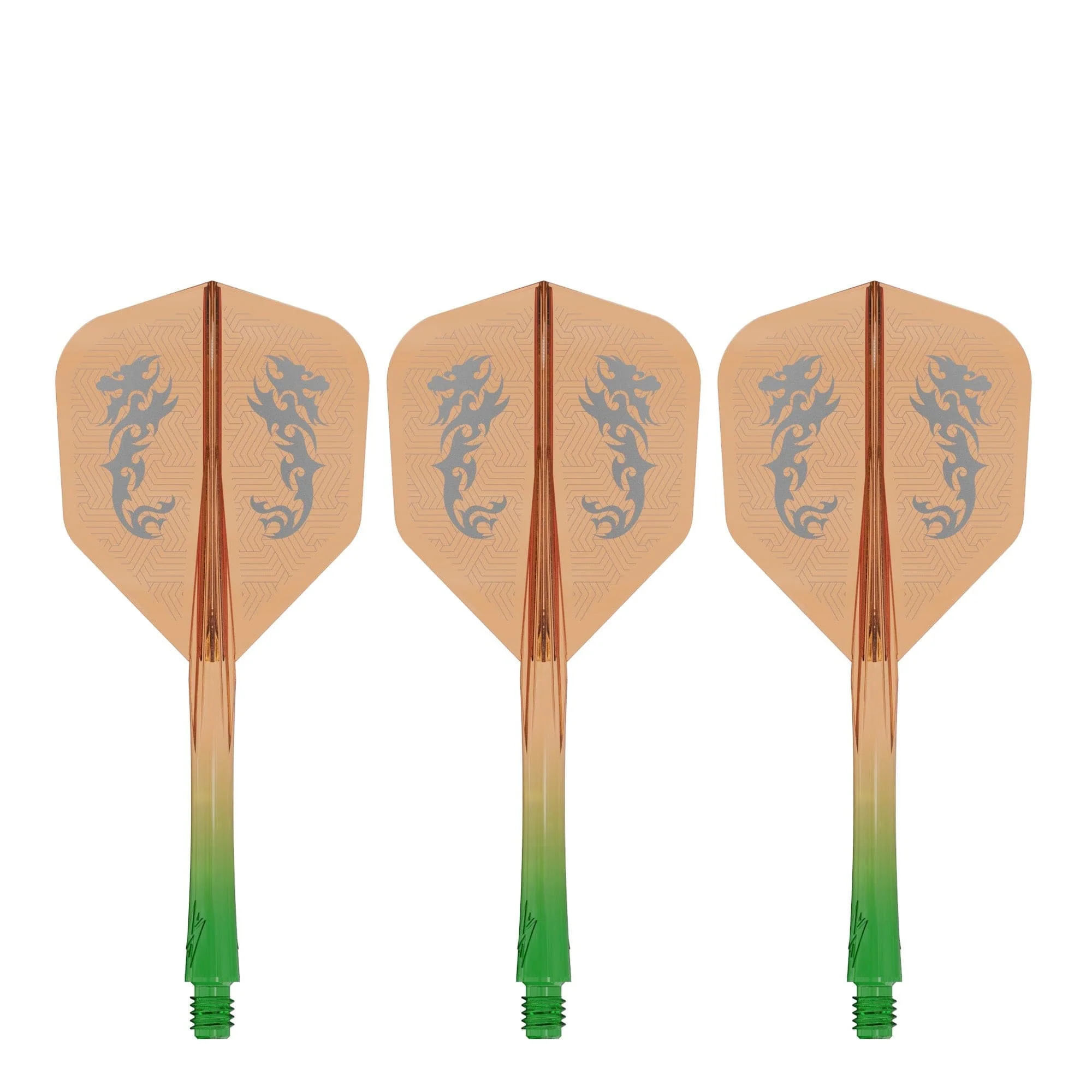 Caliburn SUP Flights - Moulded Shaft and Flight -  Standard No6 - Dragon - Green & Orange - Image 4