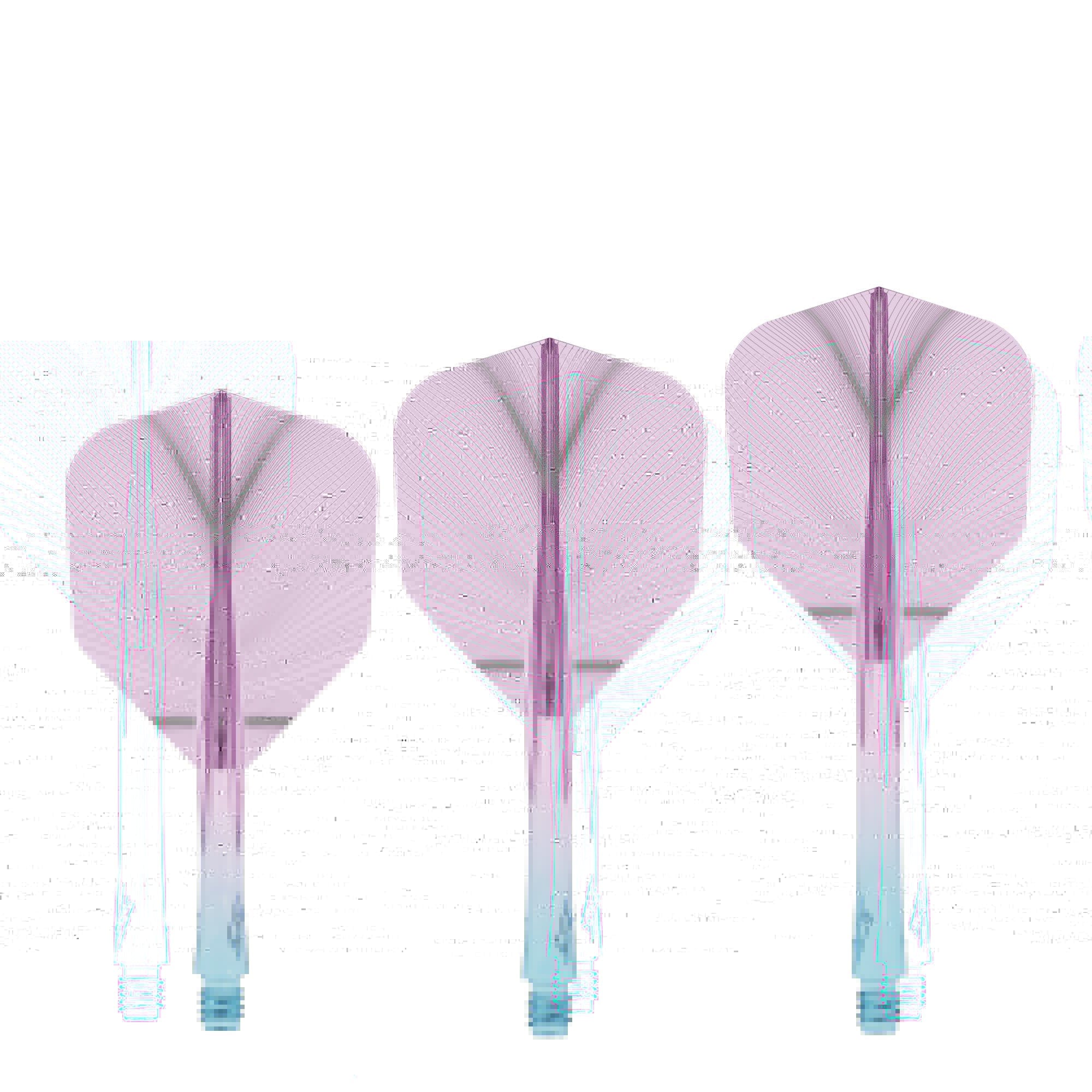 Caliburn SUP Flights - Moulded Shaft and Flight - Standard No6 - Feather - Blue & Purple