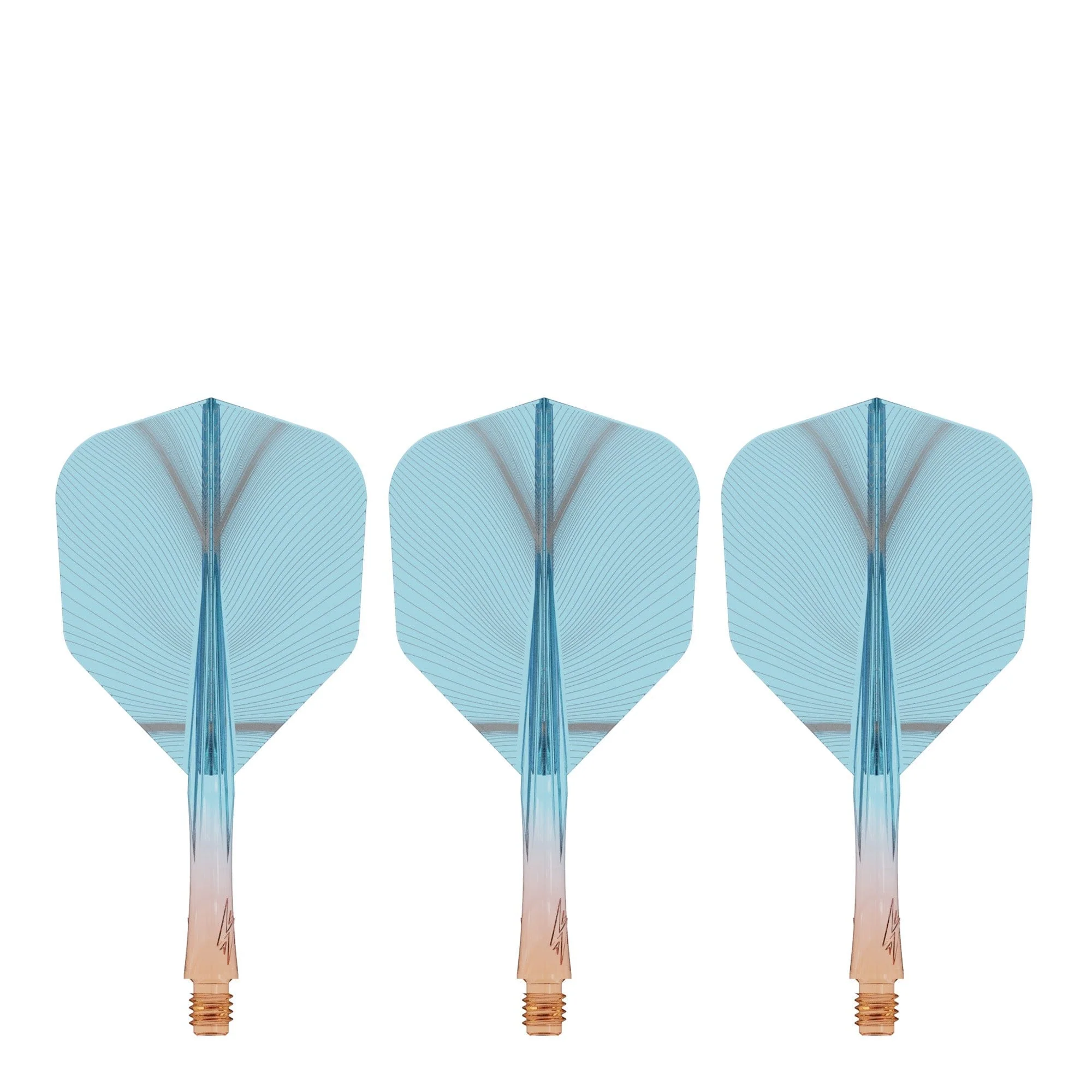 Caliburn SUP Flights - Moulded Shaft and Flight -  Standard No6 - Feather - Orange & Blue - Image 2