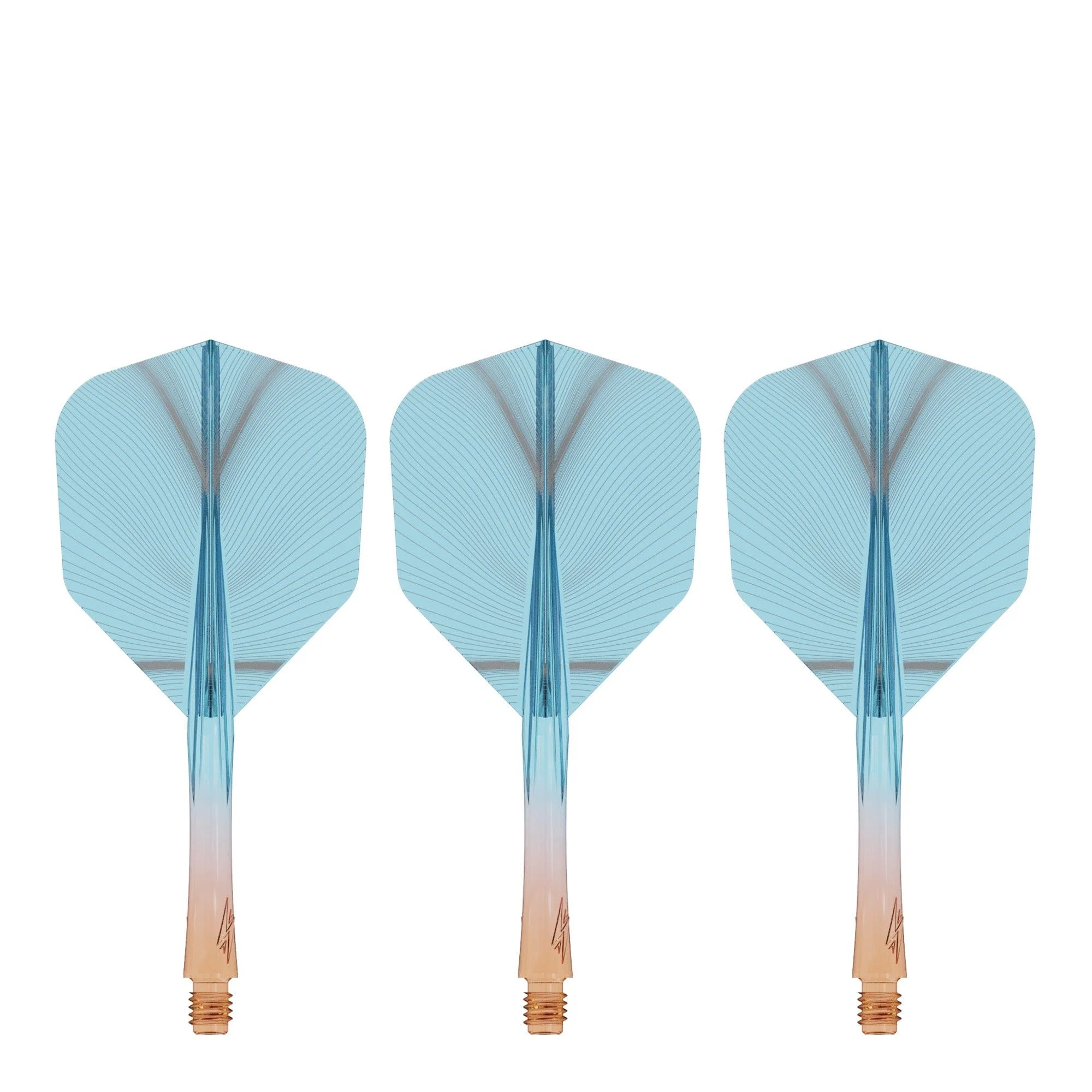 Caliburn SUP Flights - Moulded Shaft and Flight -  Standard No6 - Feather - Orange & Blue - Image 3