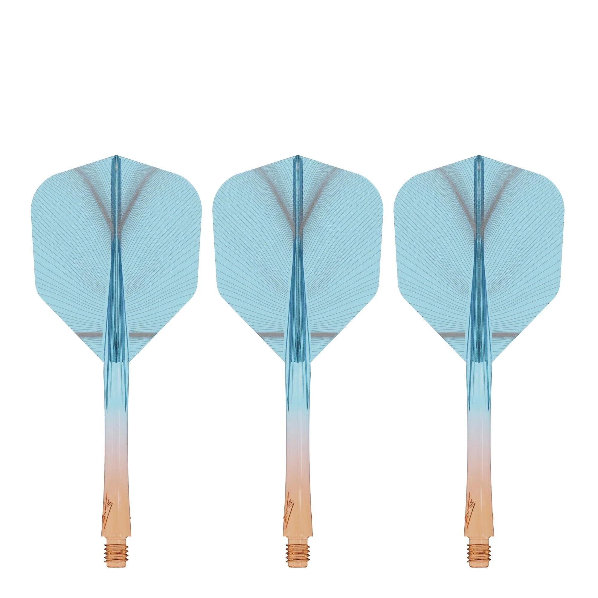 Caliburn SUP Flights - Moulded Shaft and Flight -  Standard No6 - Feather - Orange & Blue - Image 4