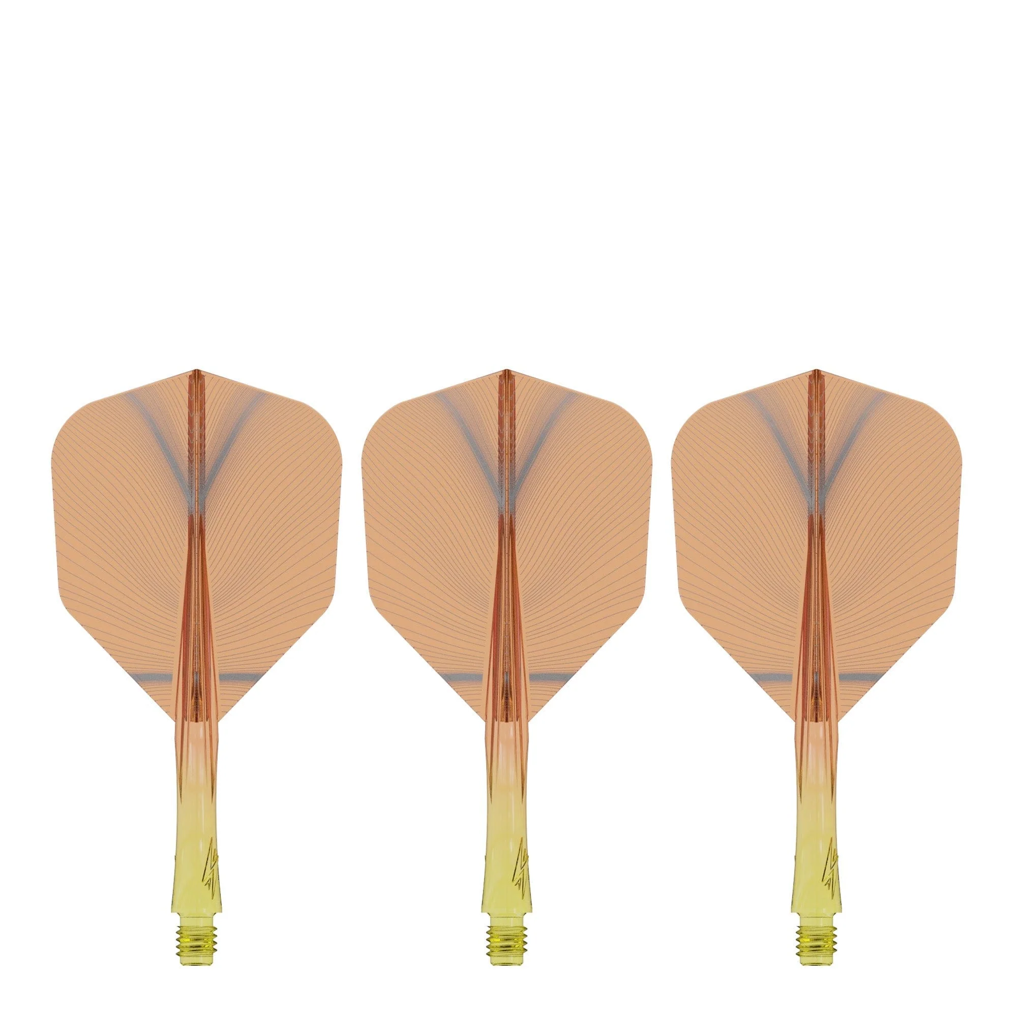 Caliburn SUP Flights - Moulded Shaft and Flight -  Standard No6 - Feather - Yellow & Orange - Image 2