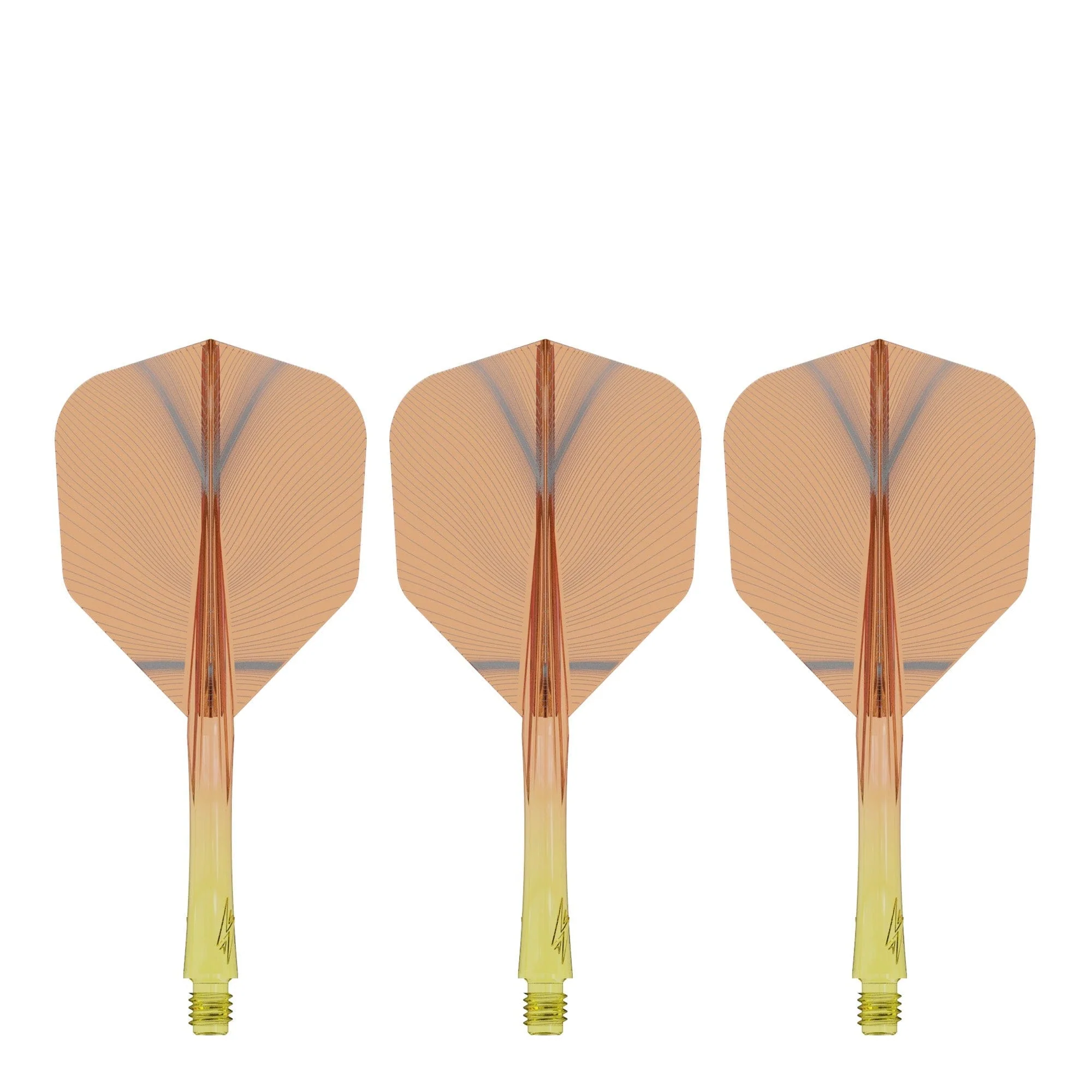 Caliburn SUP Flights - Moulded Shaft and Flight -  Standard No6 - Feather - Yellow & Orange - Image 3