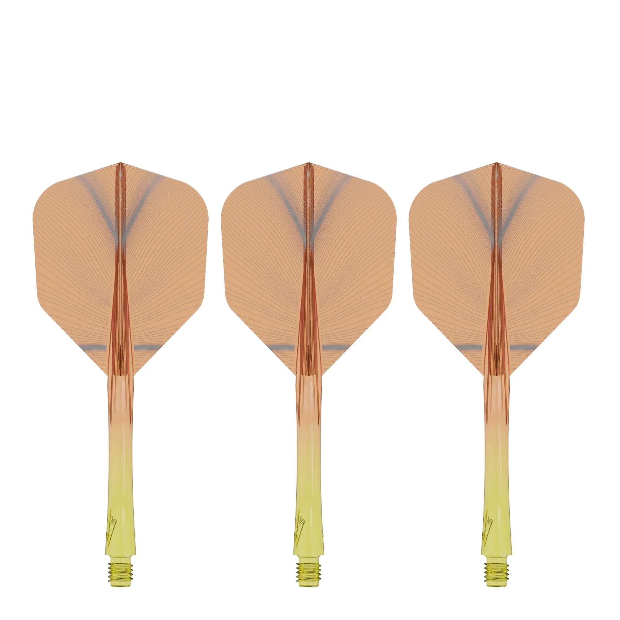 Caliburn SUP Flights - Moulded Shaft and Flight -  Standard No6 - Feather - Yellow & Orange - Image 4