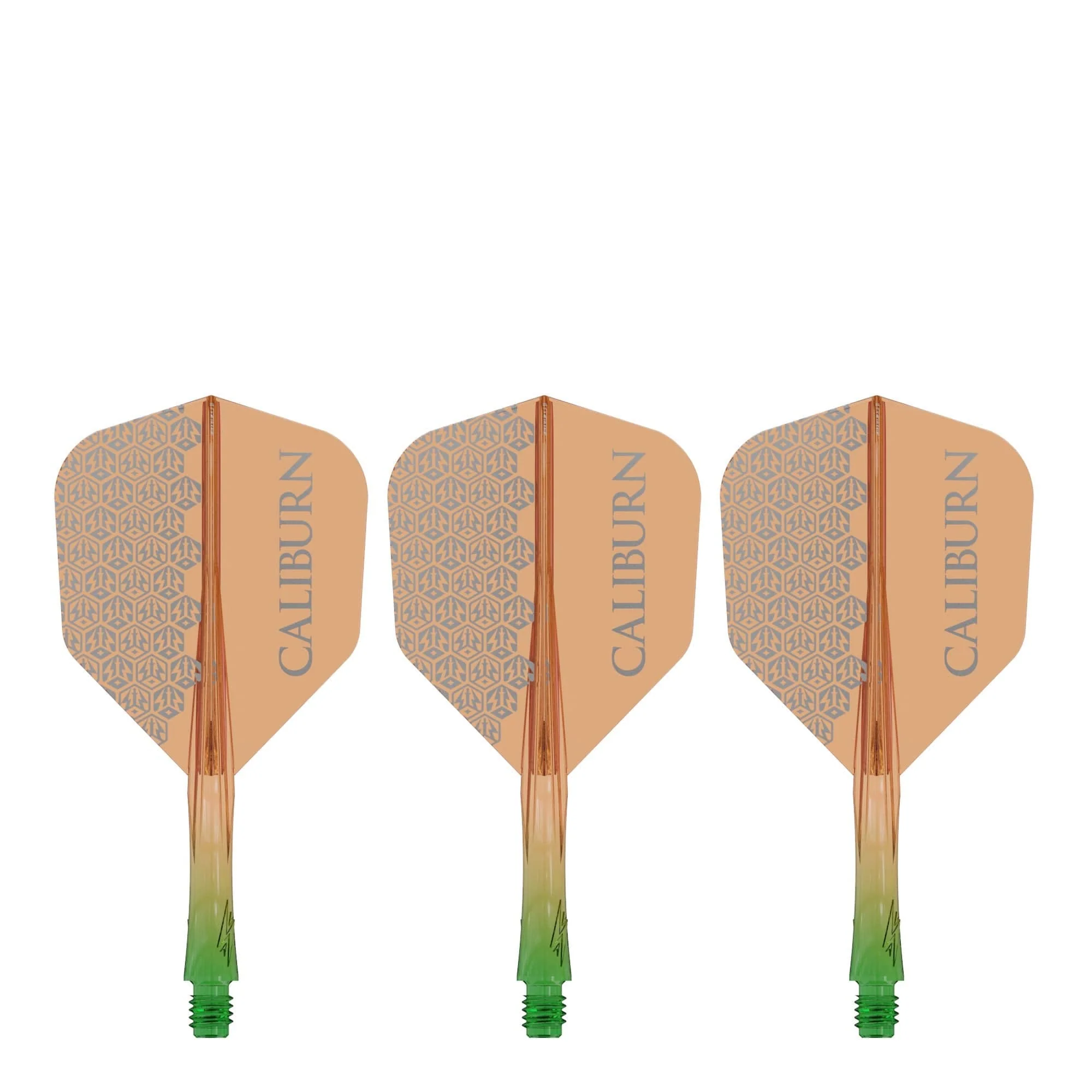 Caliburn SUP Flights - Moulded Shaft and Flight -  Standard No6 - Logo - Green & Orange - Image 2