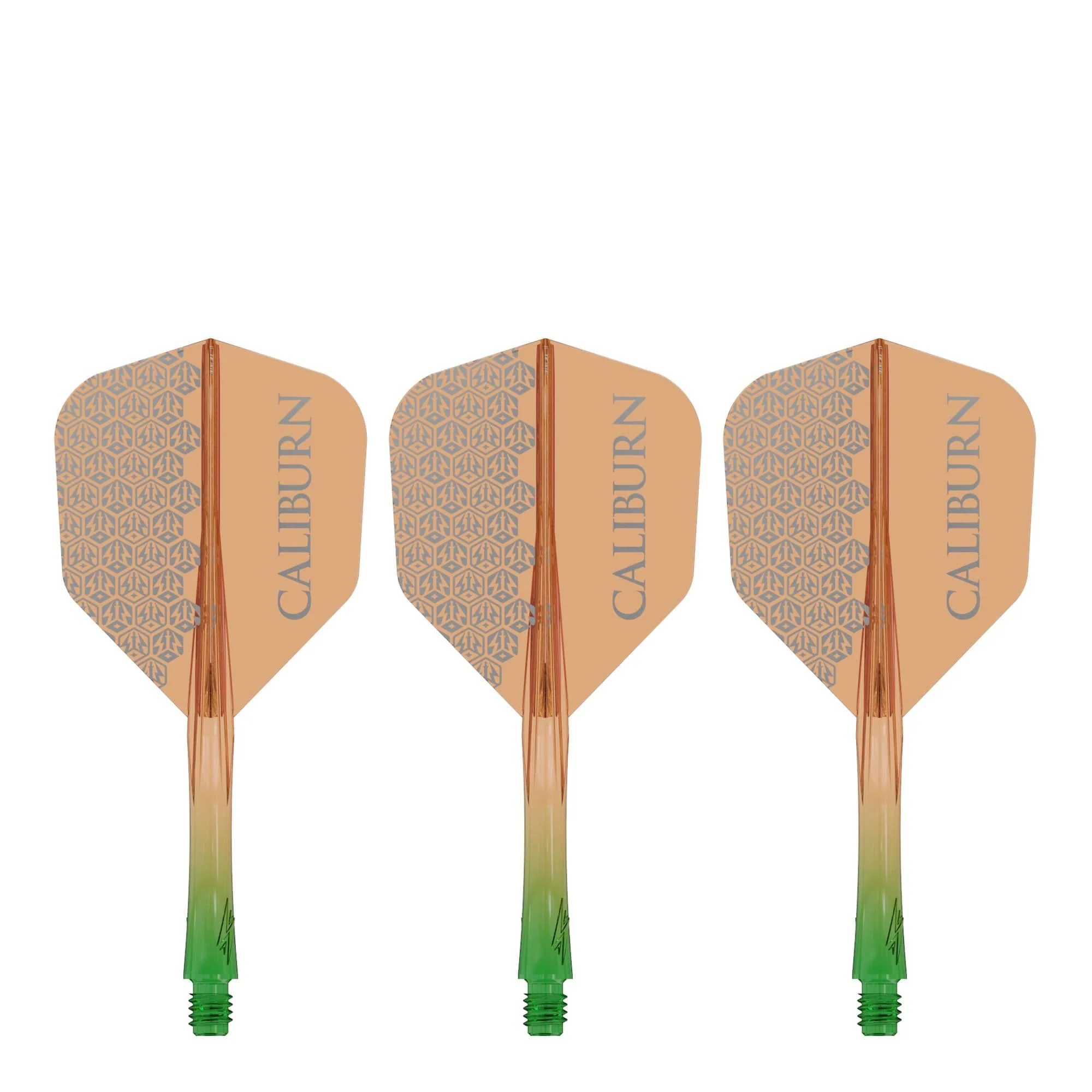 Caliburn SUP Flights - Moulded Shaft and Flight -  Standard No6 - Logo - Green & Orange - Image 3