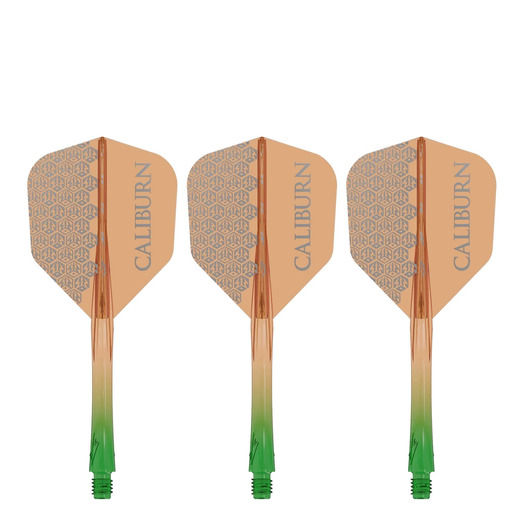 Caliburn SUP Flights - Moulded Shaft and Flight -  Standard No6 - Logo - Green & Orange - Image 4