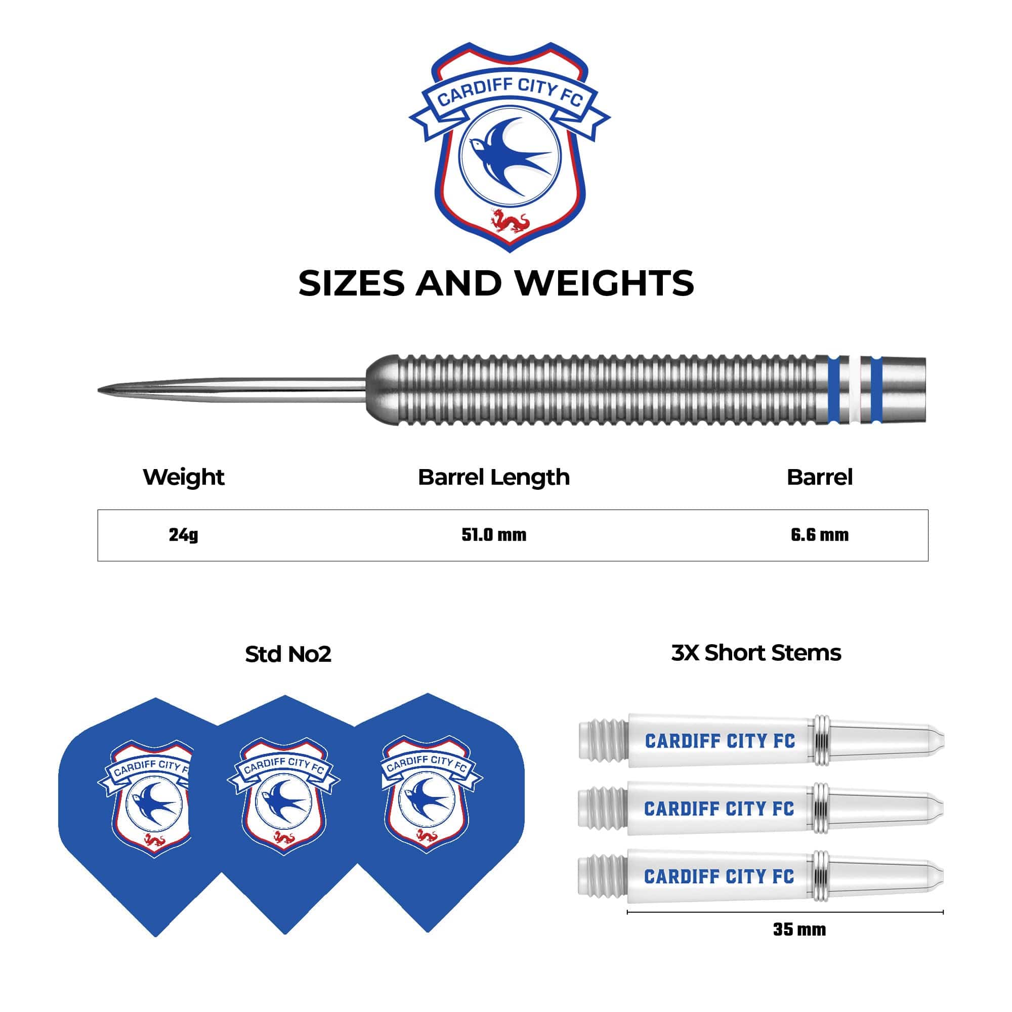 Cardiff City FC - Official Licensed - Steel Tip Darts - Tungsten - 24g - Image 4