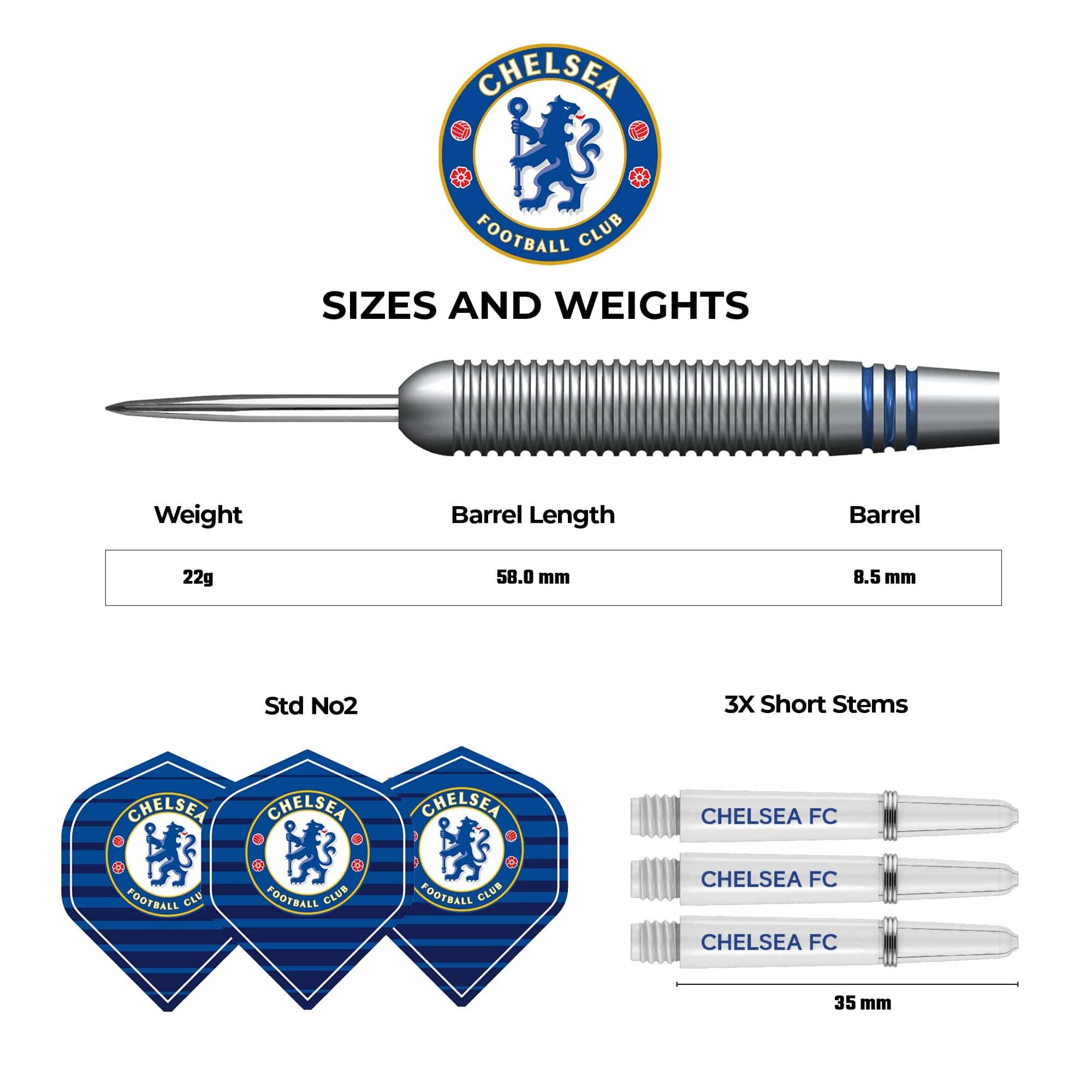 Chelsea Football Darts - Steel Tip Brass - Official Licensed - Chelsea FC - 22g - Image 4
