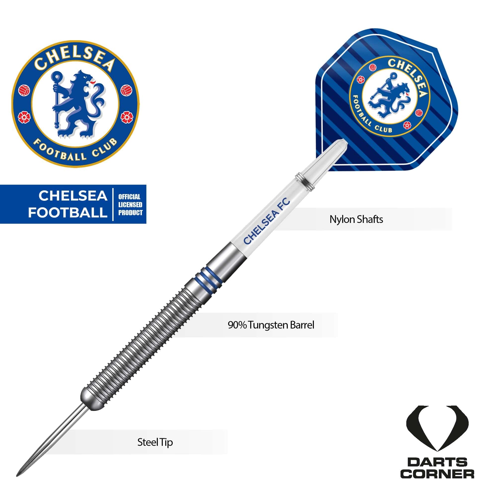 Chelsea Football Darts - Steel Tip Tungsten - Official Licensed - Chelsea FC - 24g - Image 3