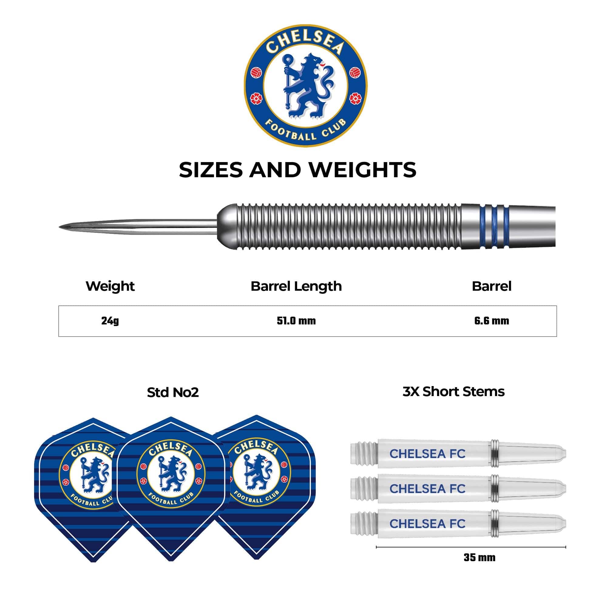 Chelsea Football Darts - Steel Tip Tungsten - Official Licensed - Chelsea FC - 24g - Image 4