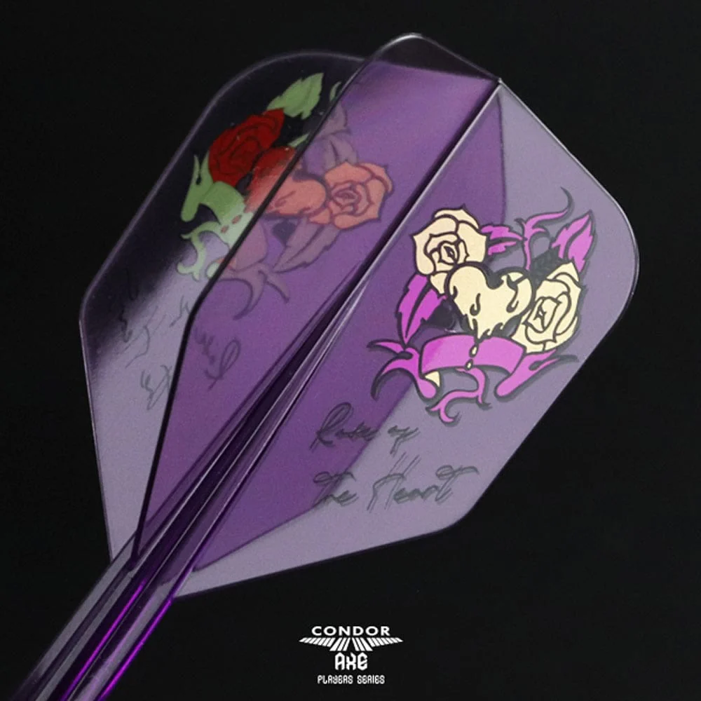 *Condor AXE Player Series Dart Flights - Natsumi Iwata - Heart of Gold - Small - Clear Purple - Image 3