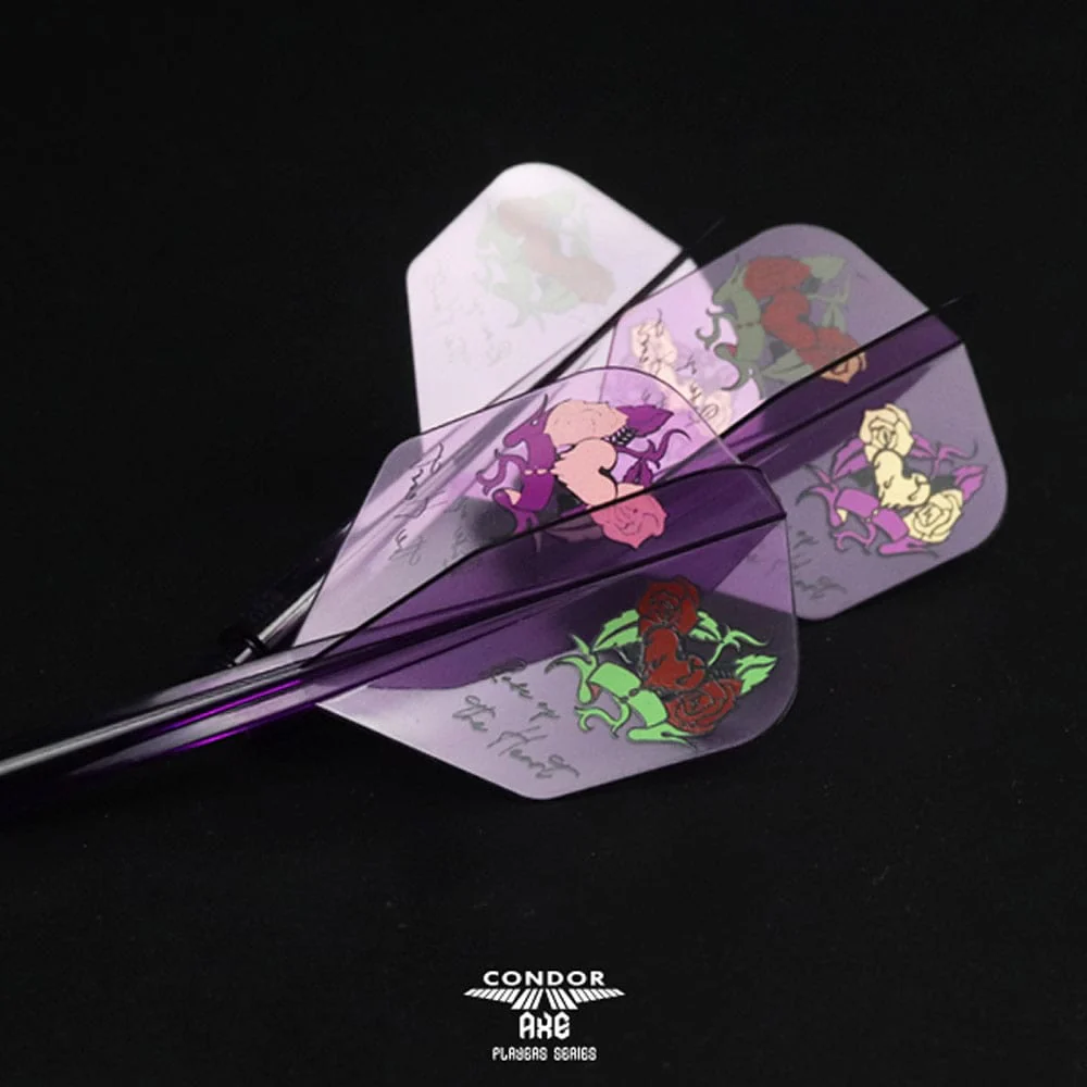 *Condor AXE Player Series Dart Flights - Natsumi Iwata - Heart of Gold - Small - Clear Purple - Image 4