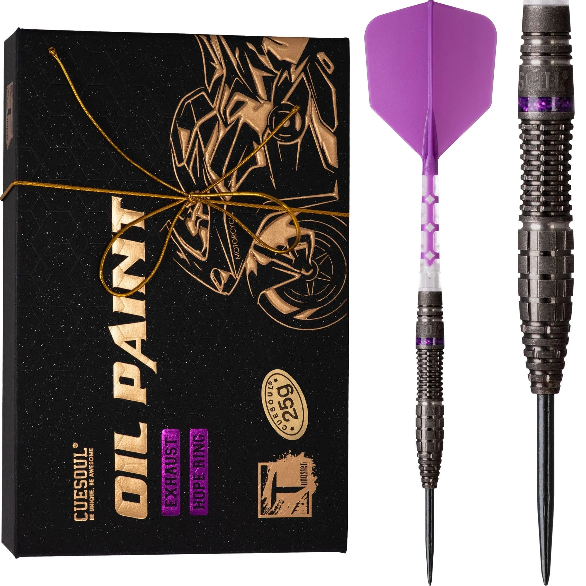 Cuesoul Motorcycle Darts - Steel Tip Tungsten - Exhaust - Hope Ring - Purple