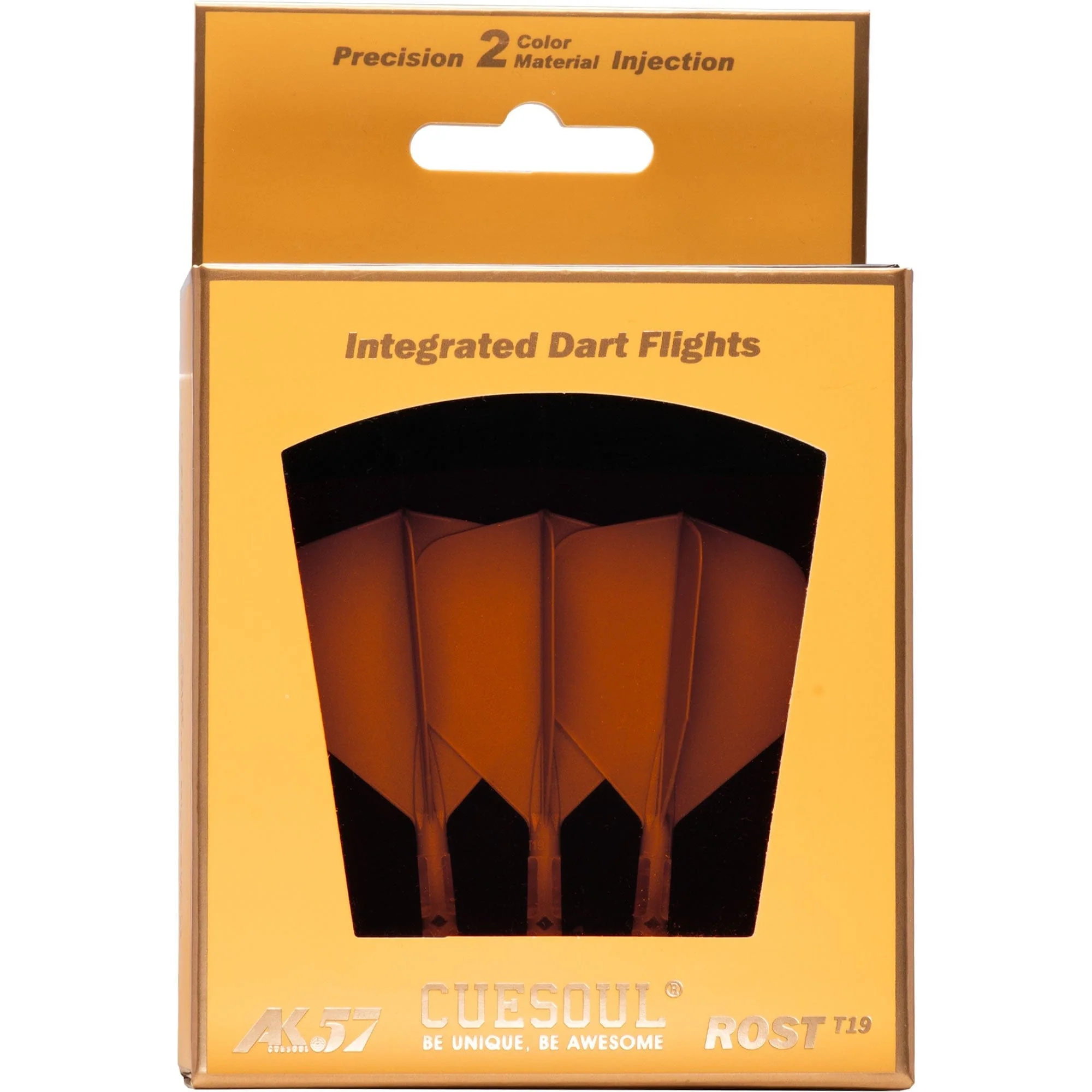 *Cuesoul Rost T19 Integrated Dart Shaft and Flights - Big Wing - Clear with Orange Flight - Image 9