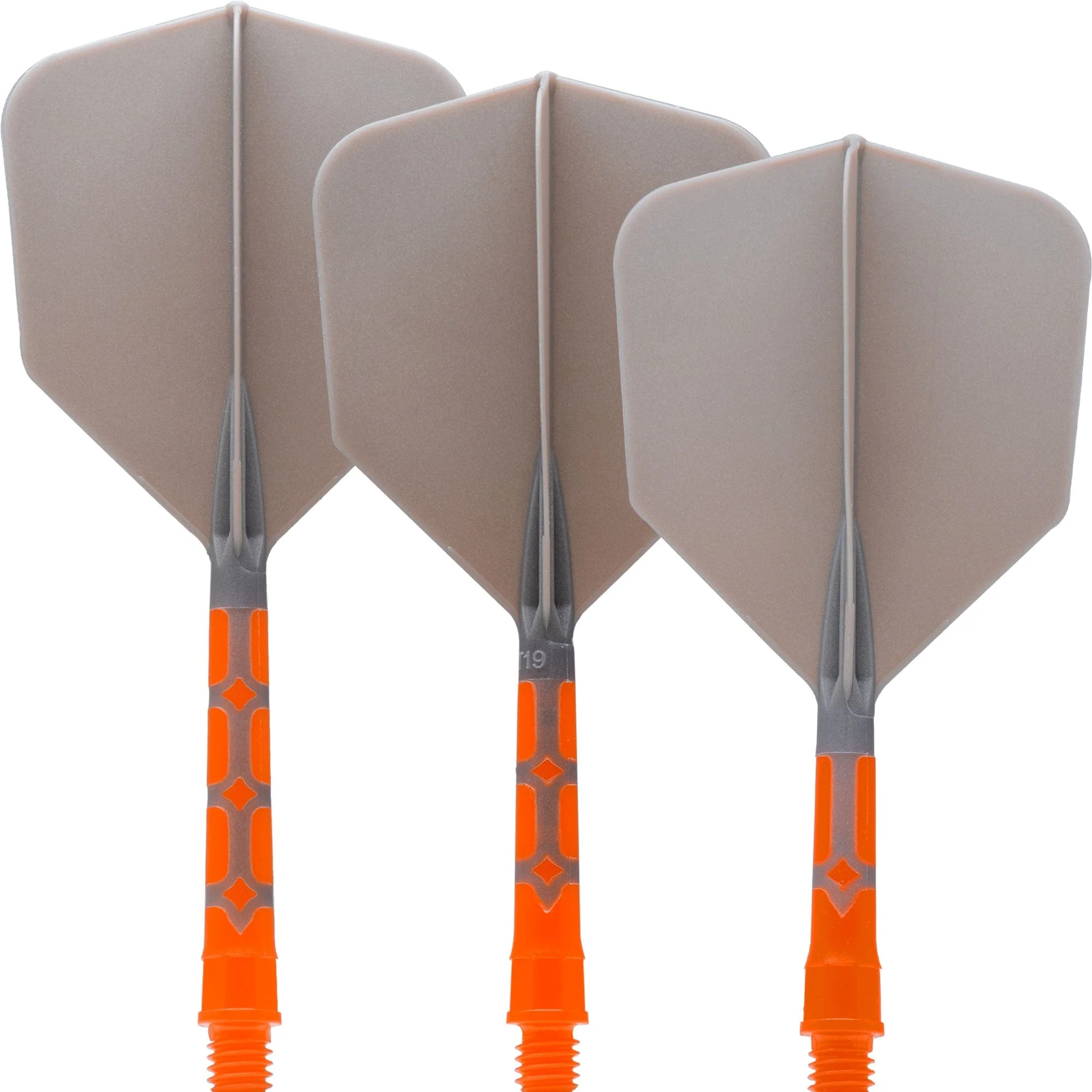 Cuesoul Rost T19 Integrated Dart Shaft and Flights - Big Wing - Orange with Grey Flight - Image 2