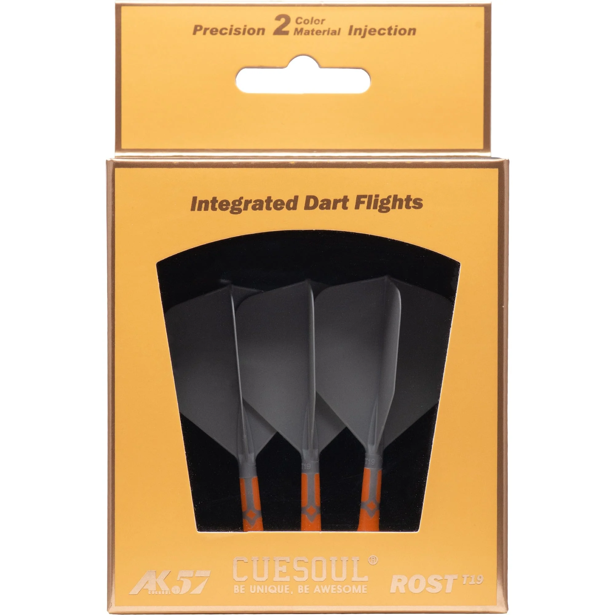 Cuesoul Rost T19 Integrated Dart Shaft and Flights - Big Wing - Orange with Grey Flight - Image 9