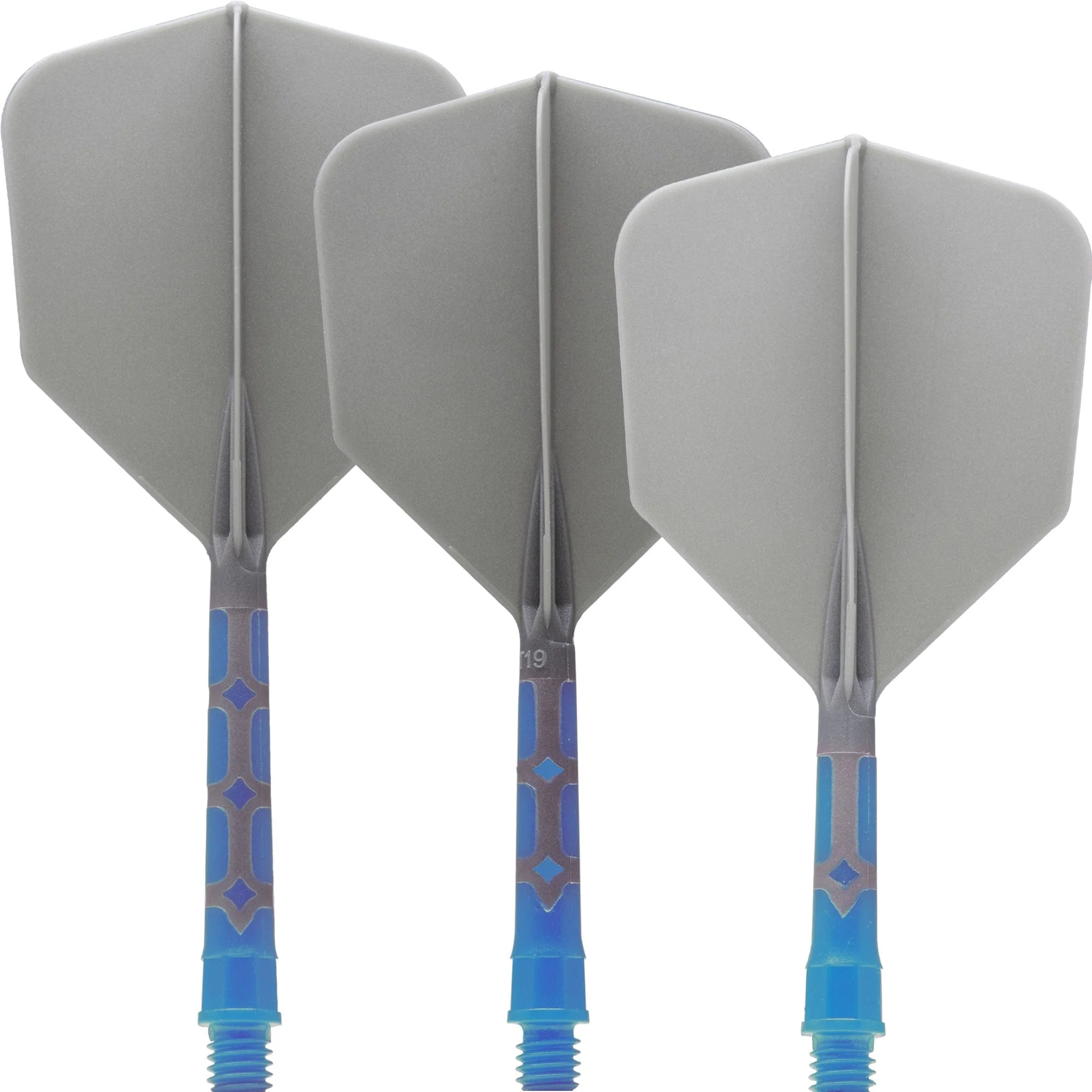 *Cuesoul Rost T19 Integrated Dart Shaft and Flights - Big Wing - Sky Blue with Grey Flight - Image 2