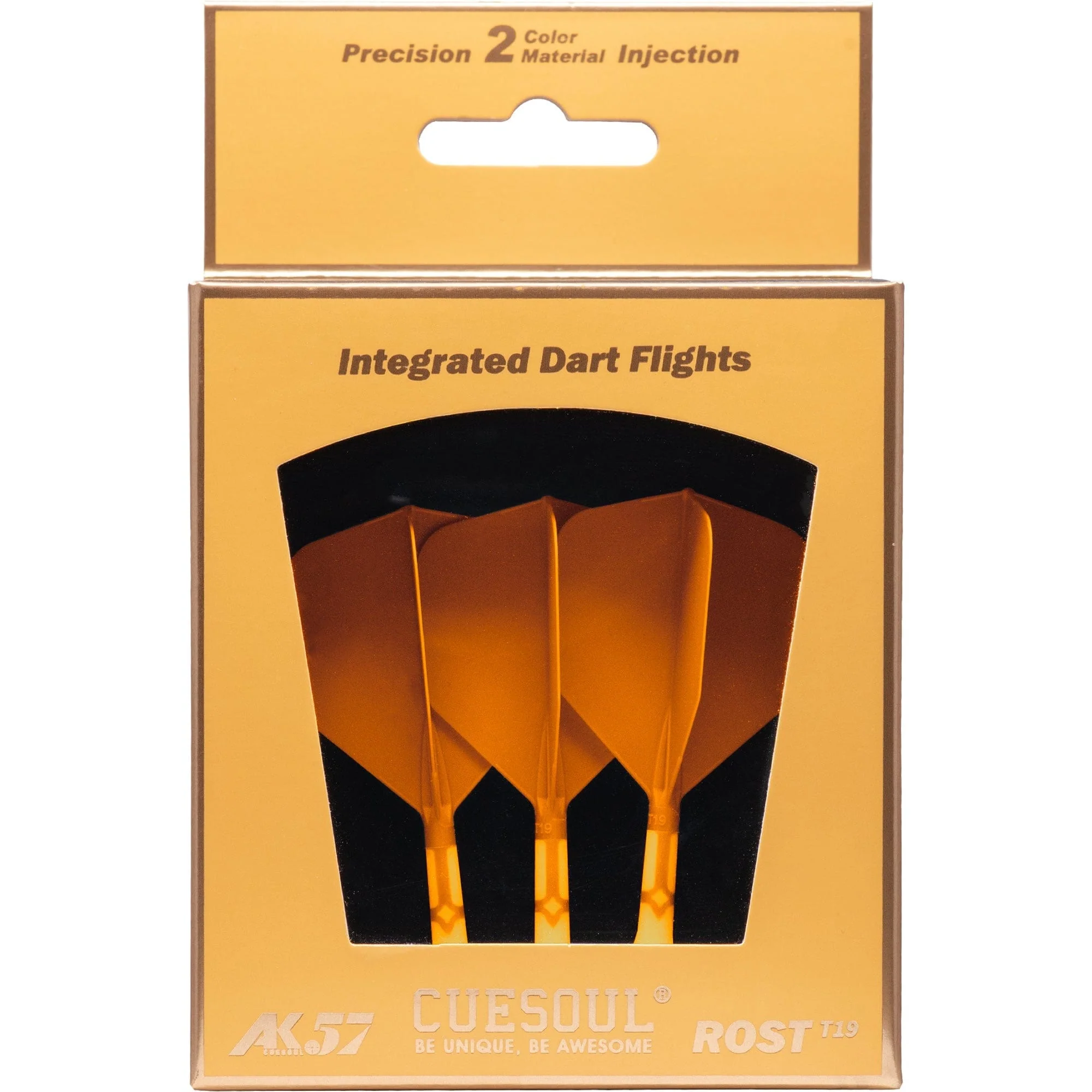 *Cuesoul Rost T19 Integrated Dart Shaft and Flights - Big Wing - White with Orange Flight - Image 7