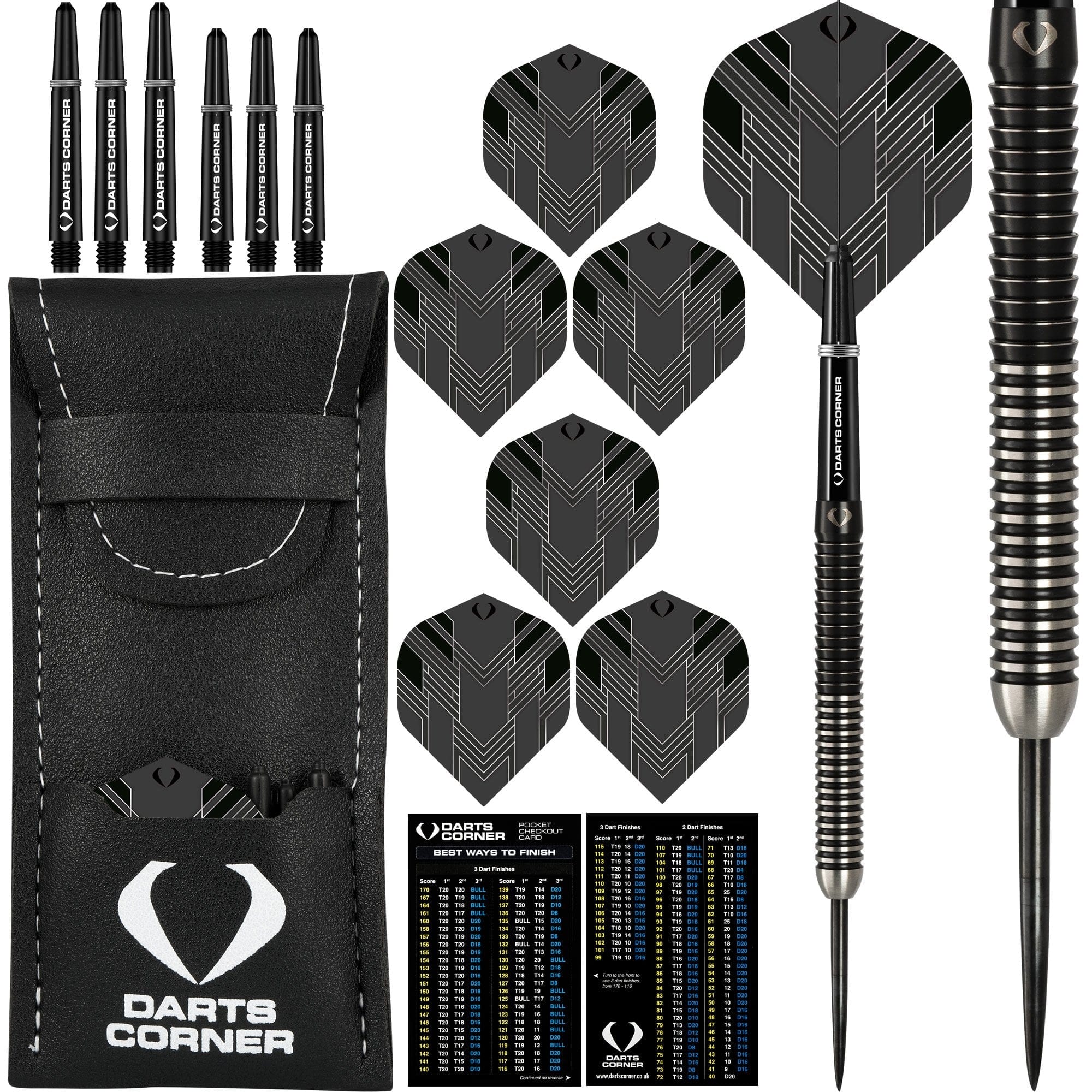 *Darts Corner BlackFin Darts - Steel Tip - M1 - Straight - Black