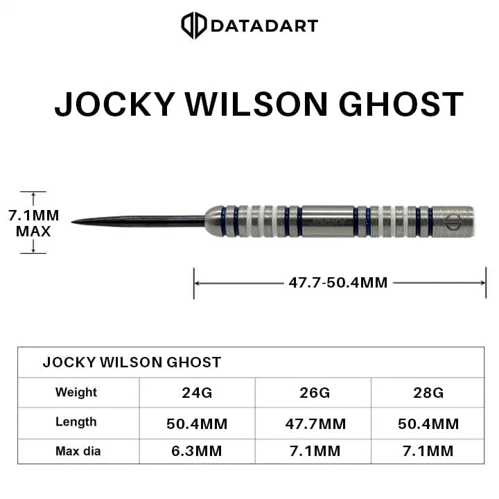 Datadart Jocky Wilson Darts- Steel Tip - 90% Tungsten - Ghost Grip - Image 3